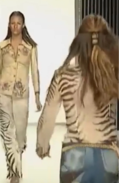 ROBERTO CAVALLI S/S 1999 Beige Zebra-Print Sleeveless Dress (XS)