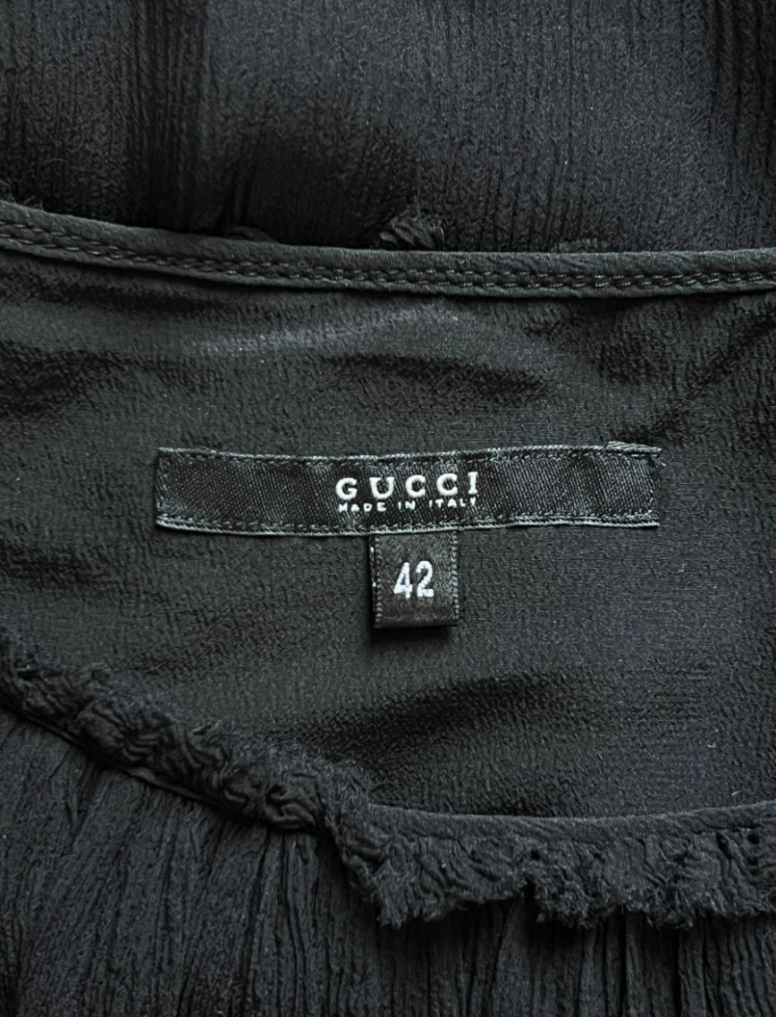 GUCCI by Tom Ford F/W 2001 Black Sheer Cap-Sleeve Top (M)