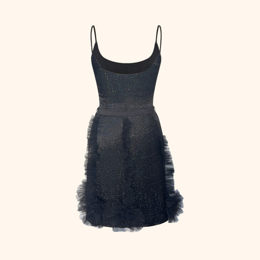Valentino 2000s Black Beaded Cocktail Dress