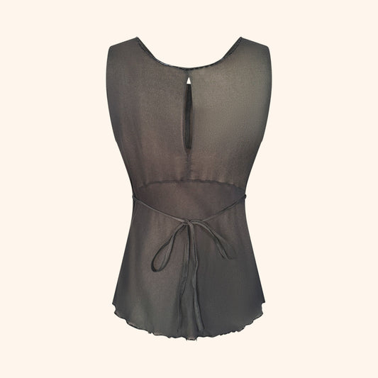 Prada F/W 1997 Olive Silk Beaded Runway Top