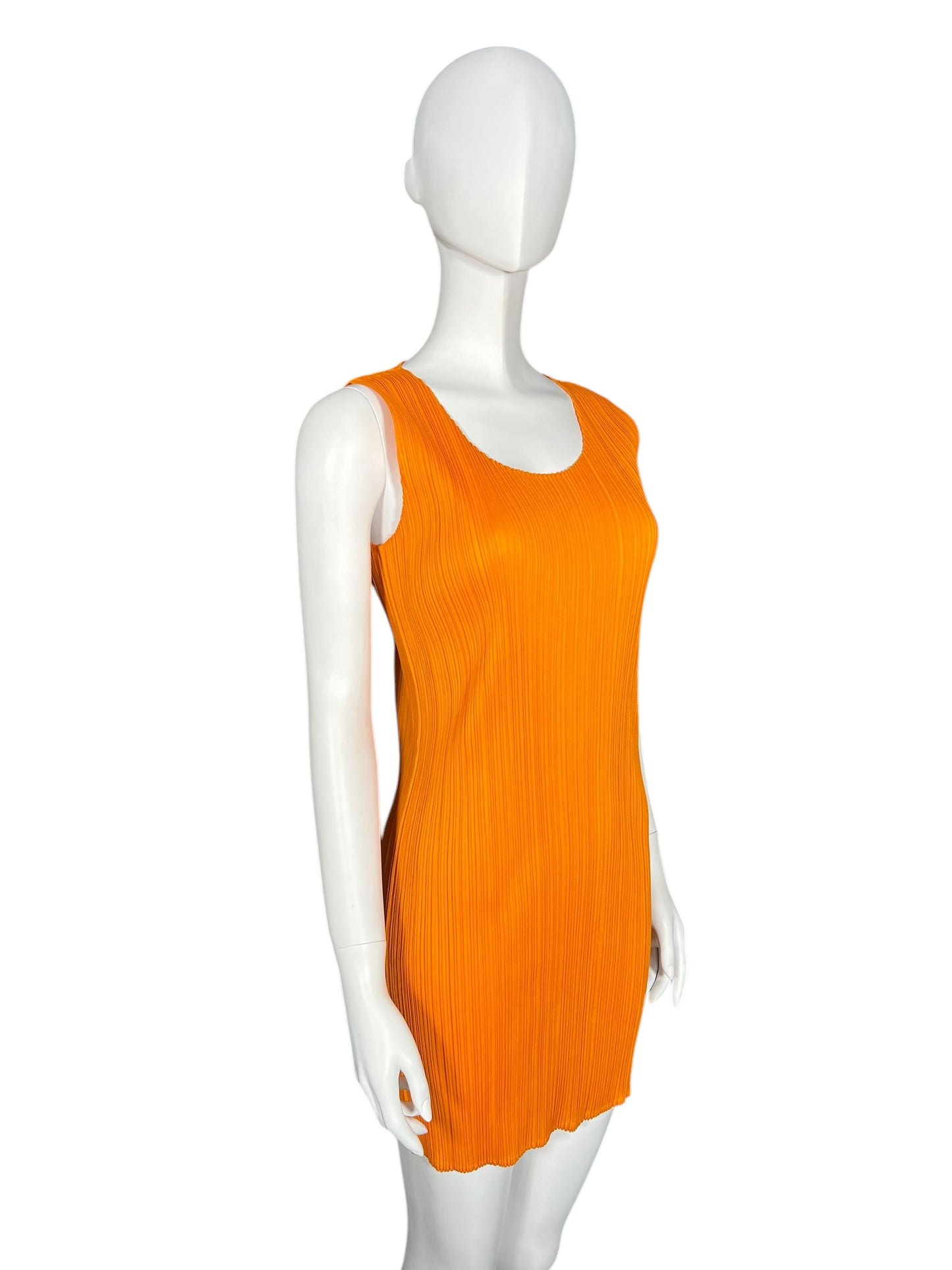 PLEATS PLEASE by ISSEY MIYAKE Orange Pleated Dress (M)