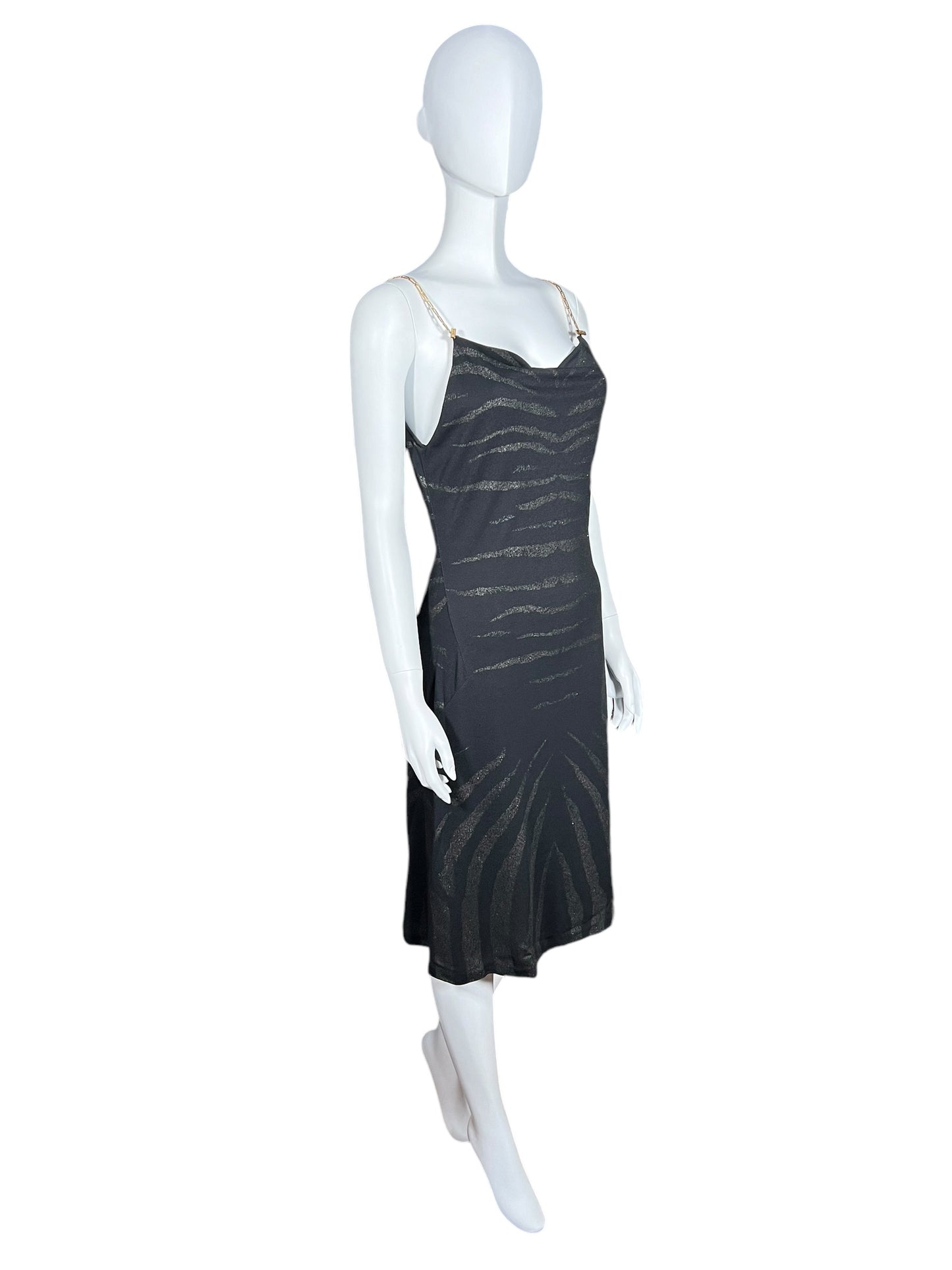 ROBERTO CAVALLI S/S 1999 Cowl Neck Slip Dress with Chain Straps (S)