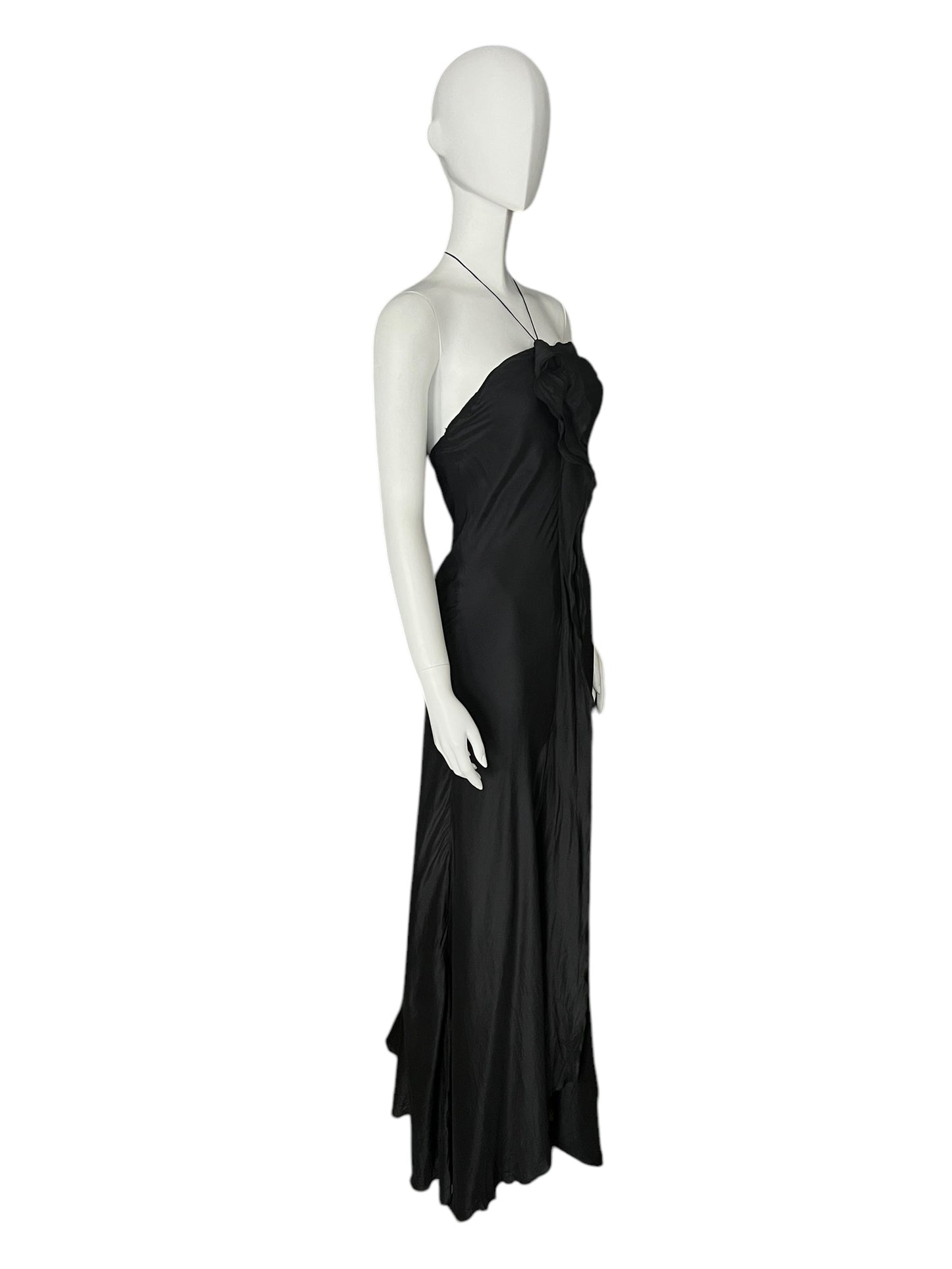 EMPORIO ARMANI S/S 2005 Black Halter Gown (S)