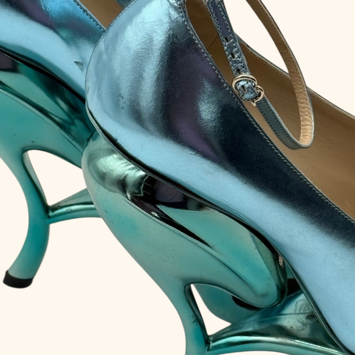 John Galliano S/S 2009 Metallic Sculptural Platform Heels
