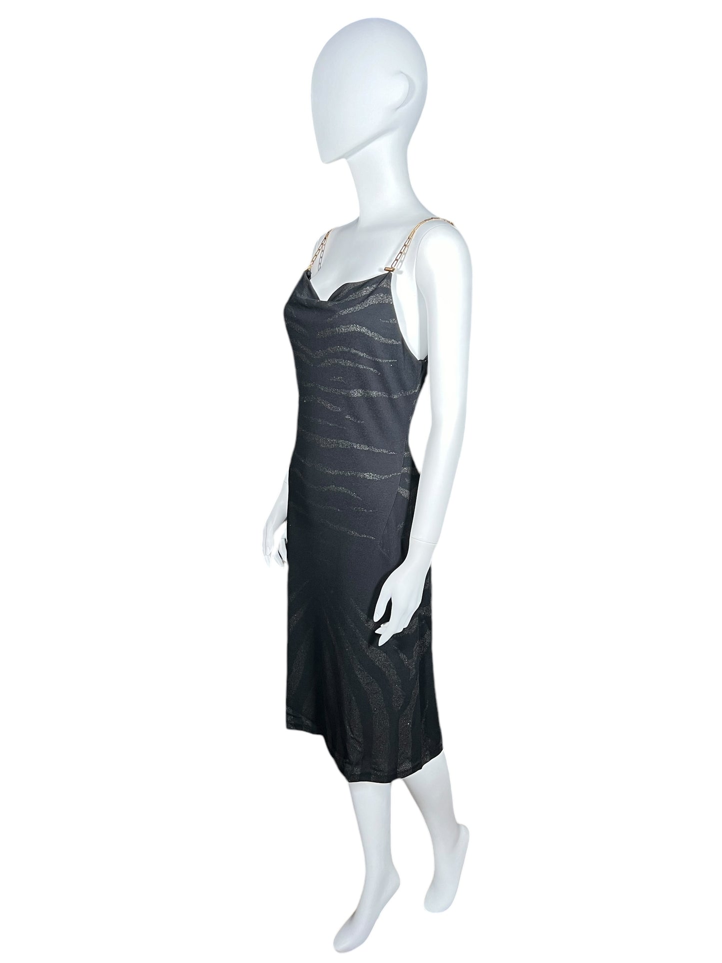 ROBERTO CAVALLI S/S 1999 Cowl Neck Slip Dress with Chain Straps (S)