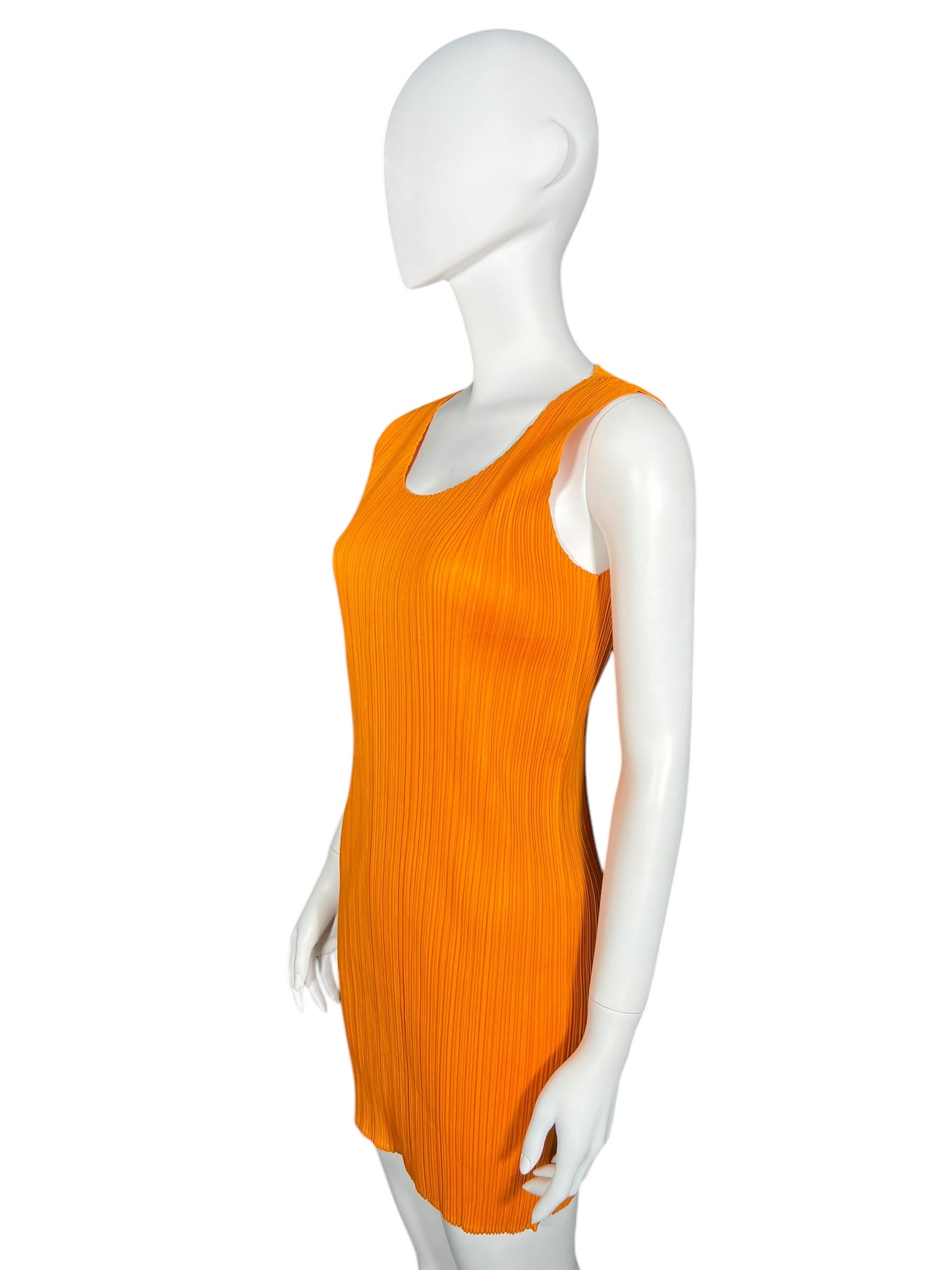 PLEATS PLEASE by ISSEY MIYAKE Orange Pleated Dress (M)