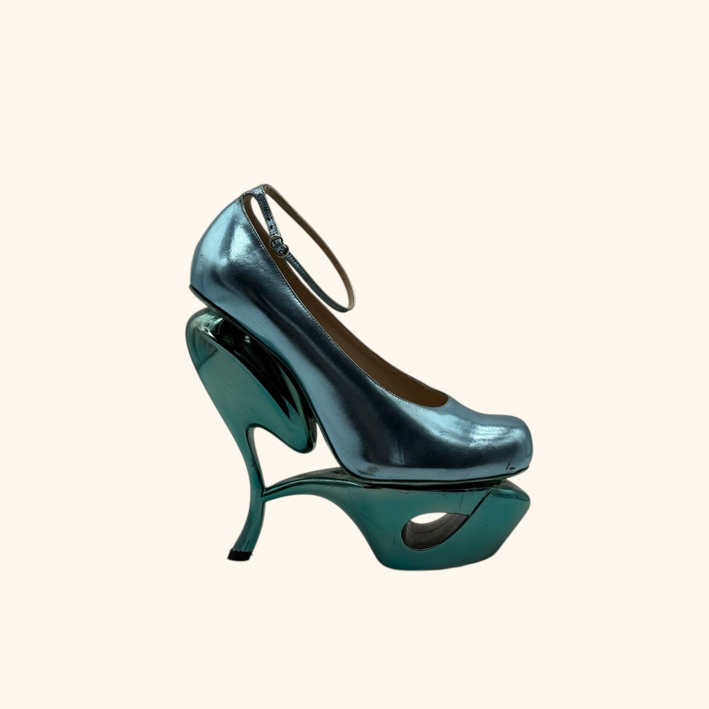 John Galliano S/S 2009 Metallic Sculptural Platform Heels