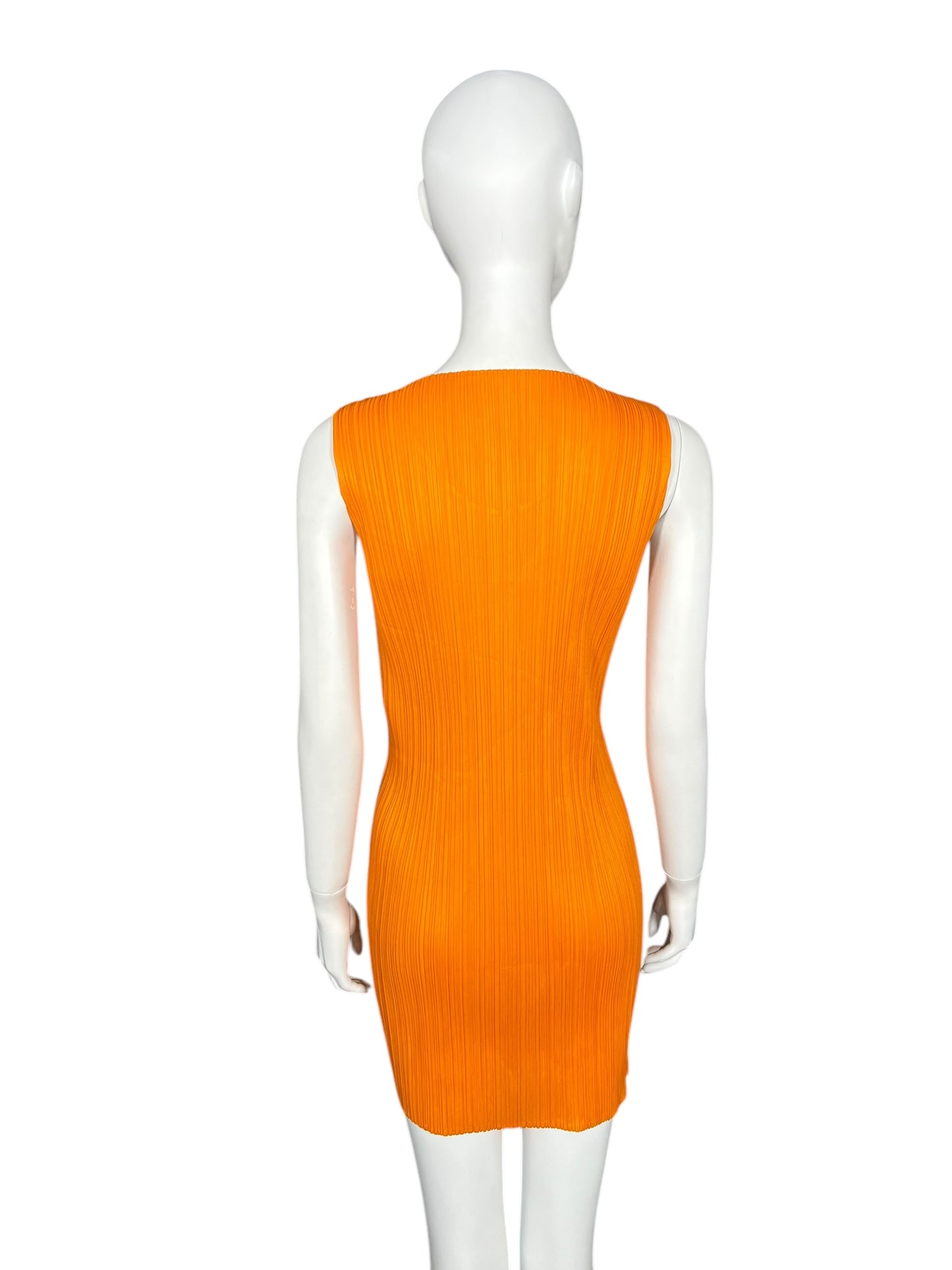 PLEATS PLEASE by ISSEY MIYAKE Orange Pleated Dress (M)