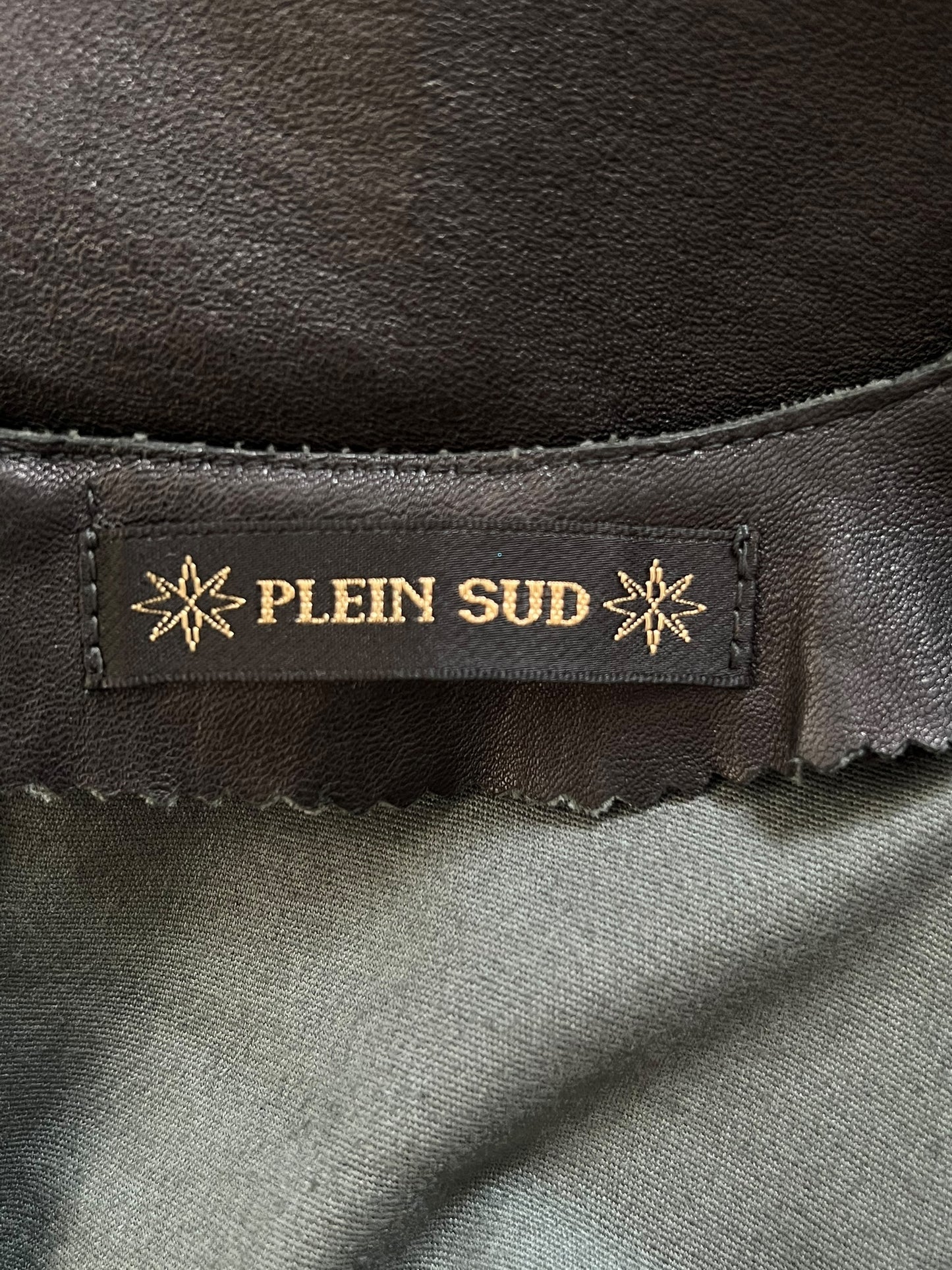 PLEIN SUD 2000s Black Python-Embossed Leather Top (M-L)