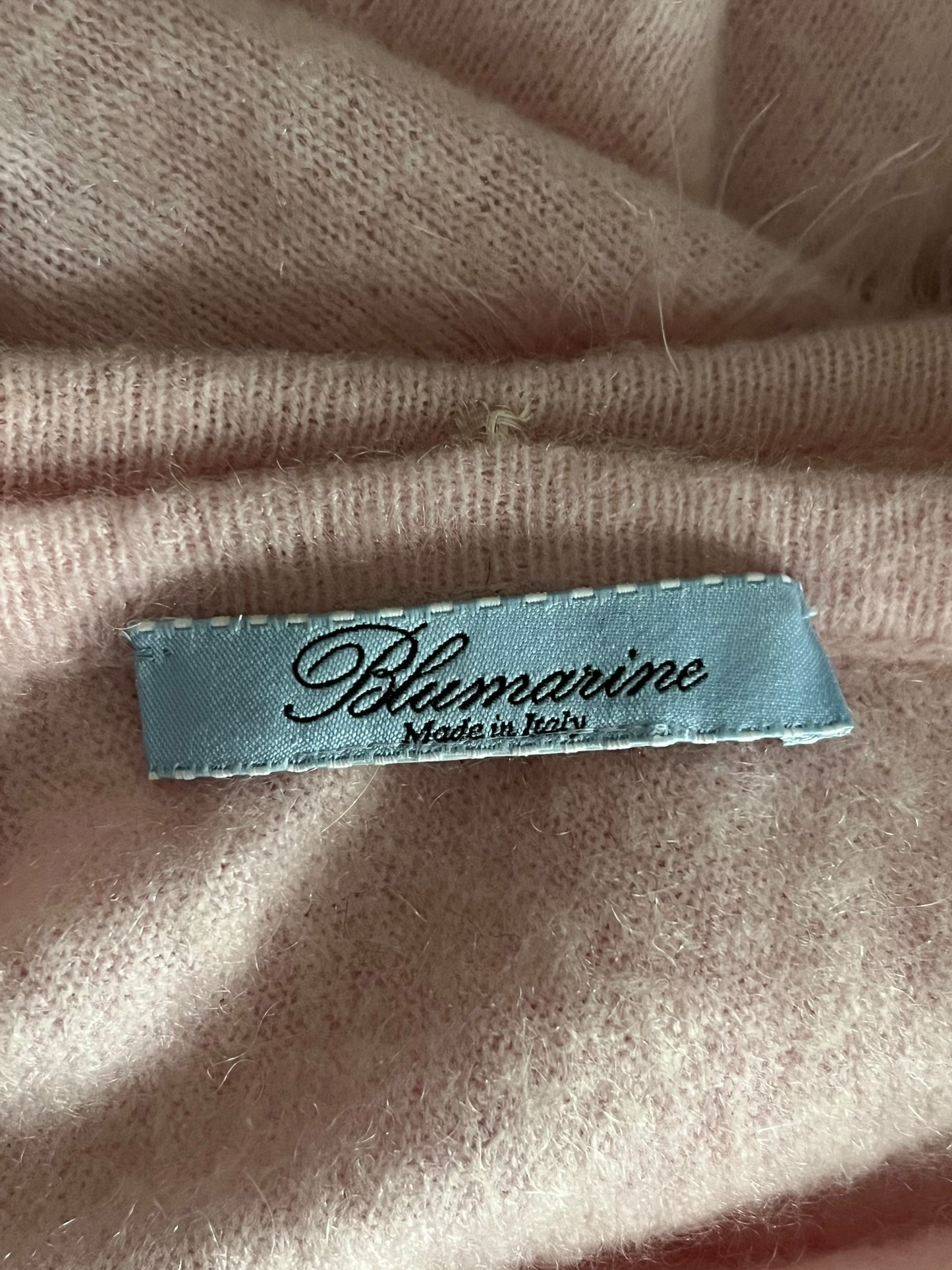 BLUMARINE 2000s Pink Cardigan with Marabou Fur Trim (S-M-L)