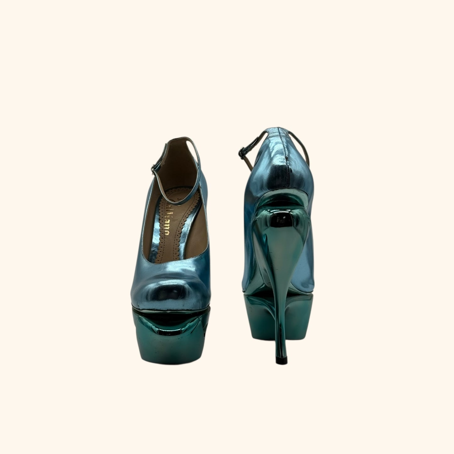 John Galliano S/S 2009 Metallic Sculptural Platform Heels