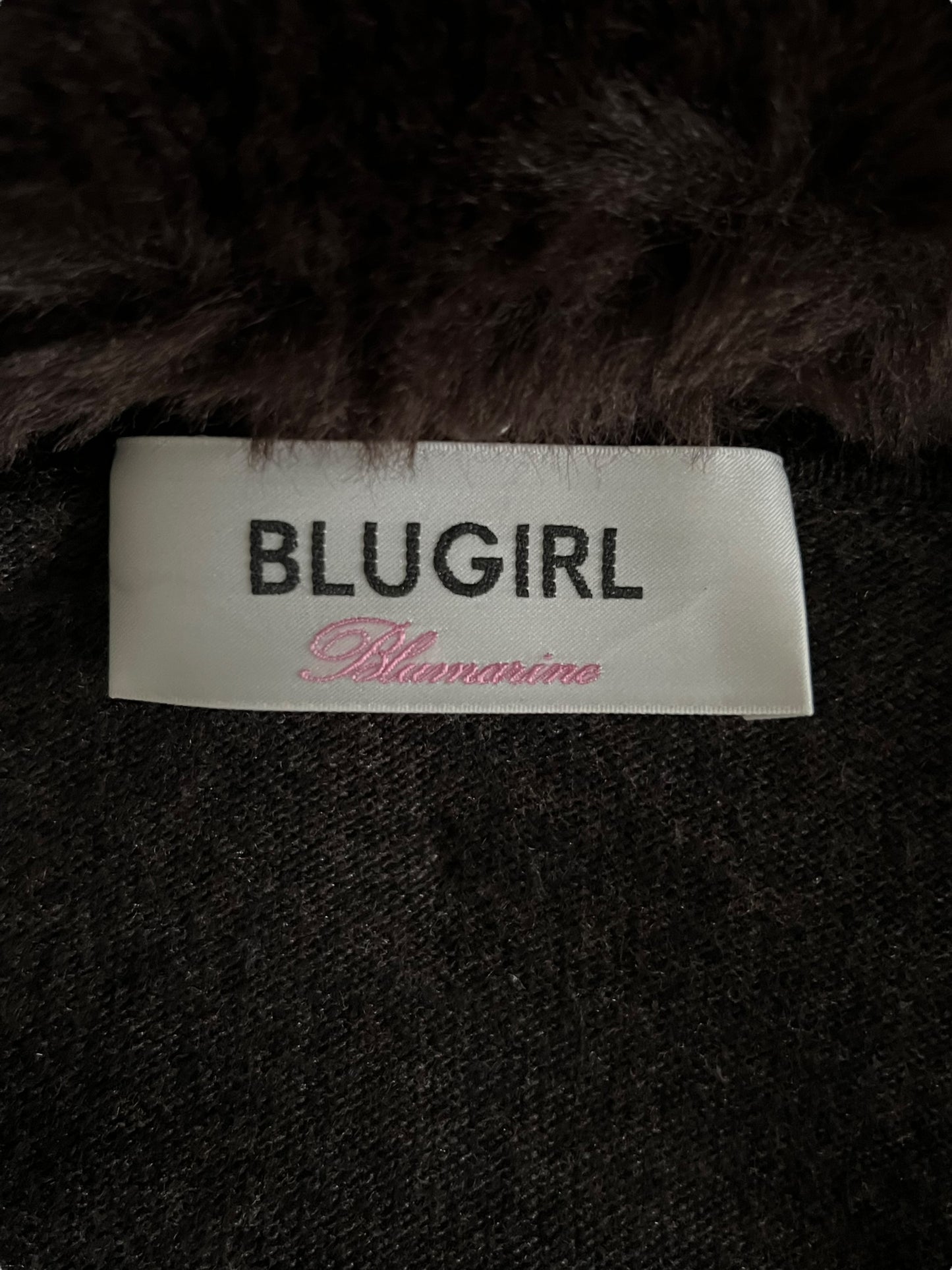 BLUGIRL BLUMARINE Embroidered Faux Fur-Trimmed Cardigan (M)