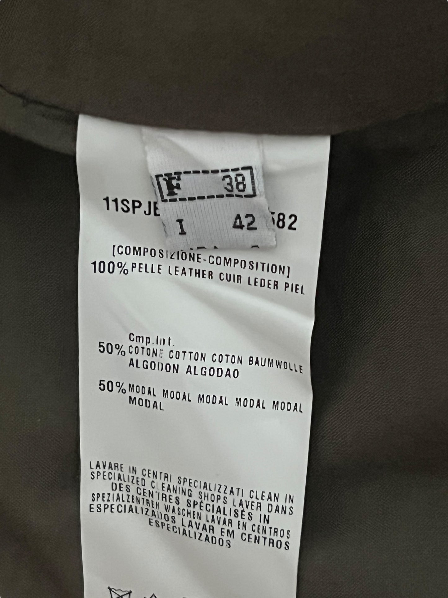 PLEIN SUD Military-Style Brown Leather Jacket (M)