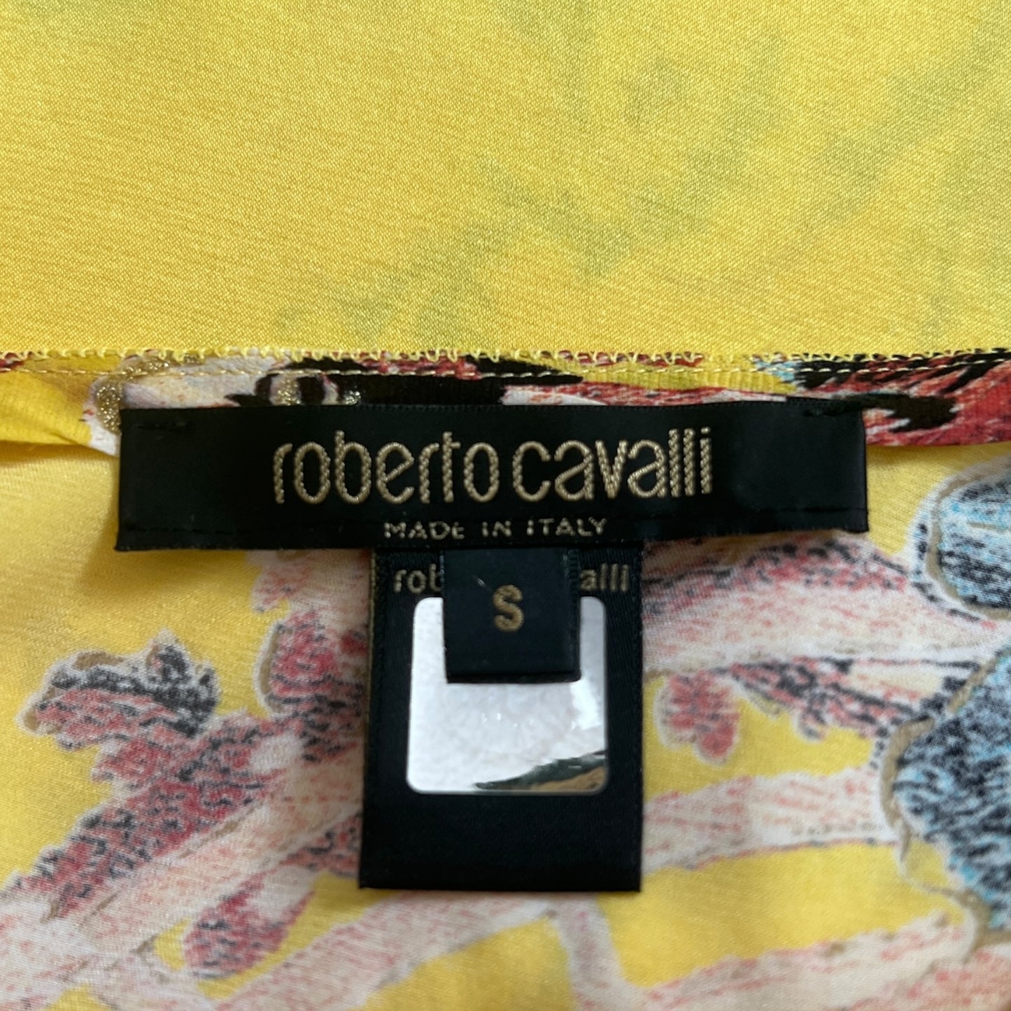 Roberto Cavalli S/S 2003 Yellow Chinoiserie Silk Dress