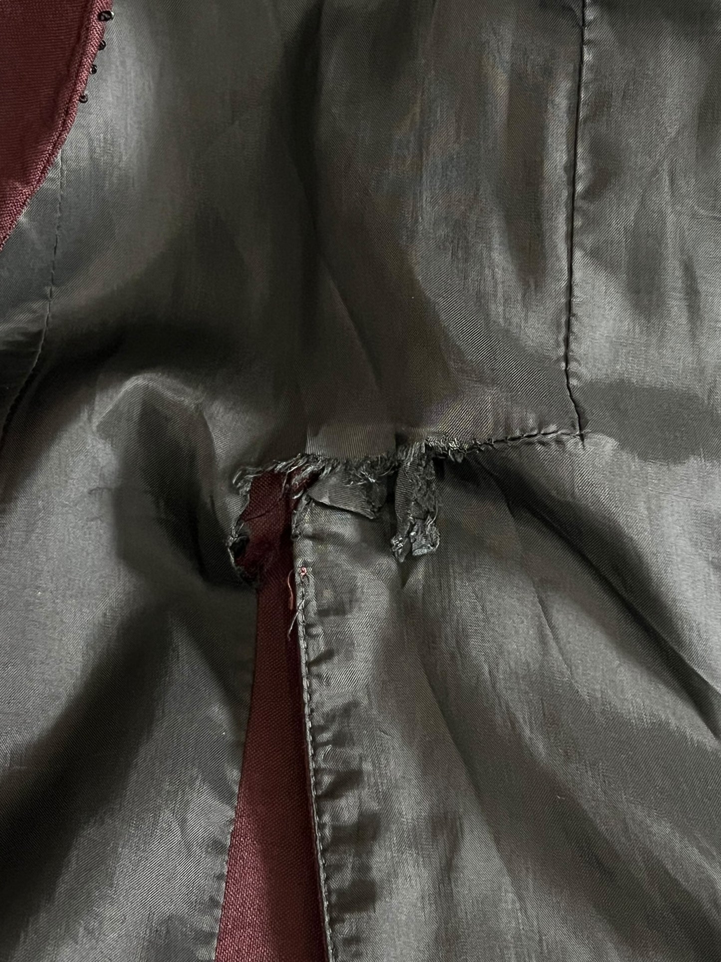 ALEXANDER MCQUEEN S/S 1998 Burgundy Double-Breasted Coat (M)