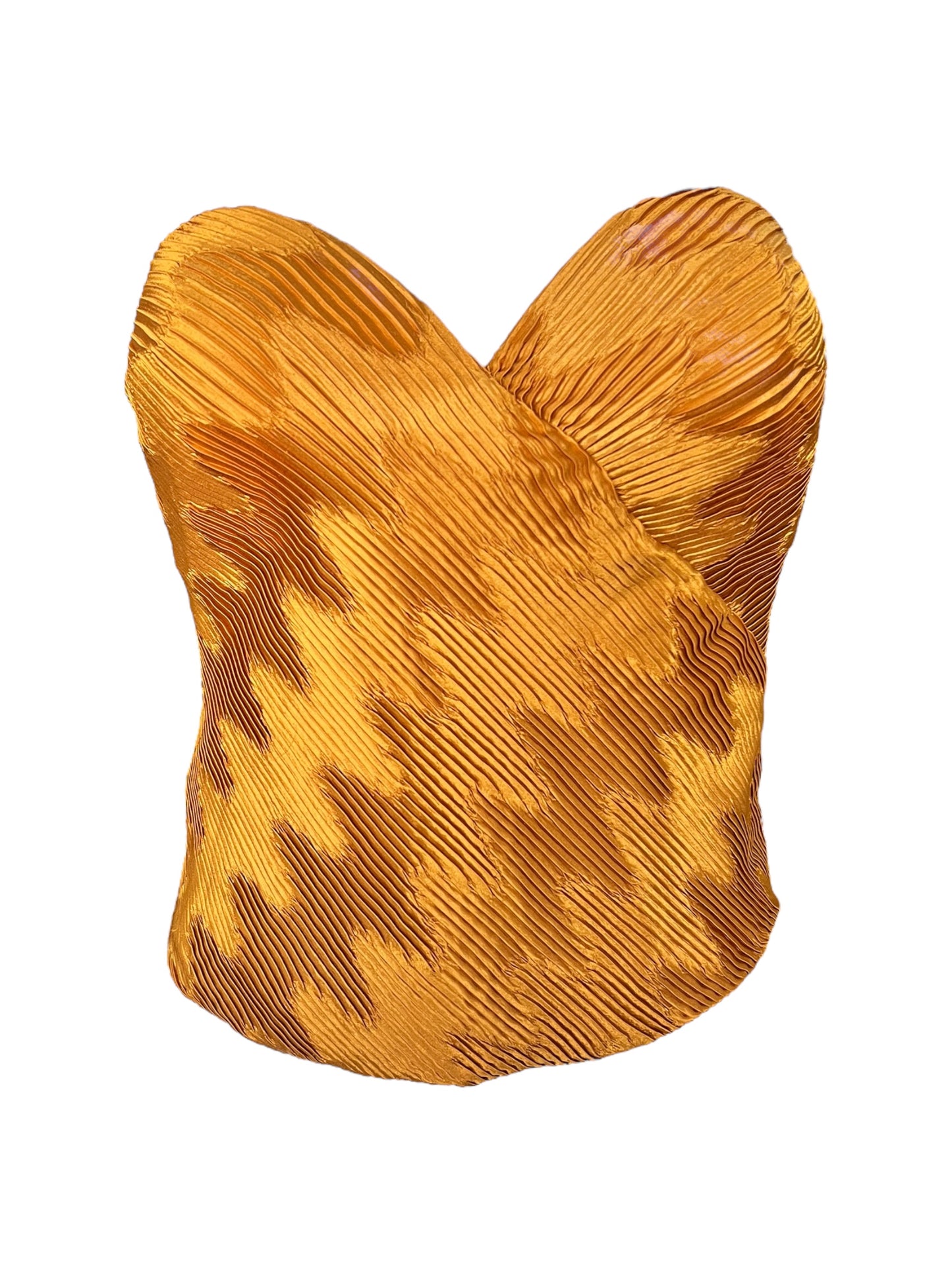 LA PERLA Golden Pleated Bustier Top (S-M)