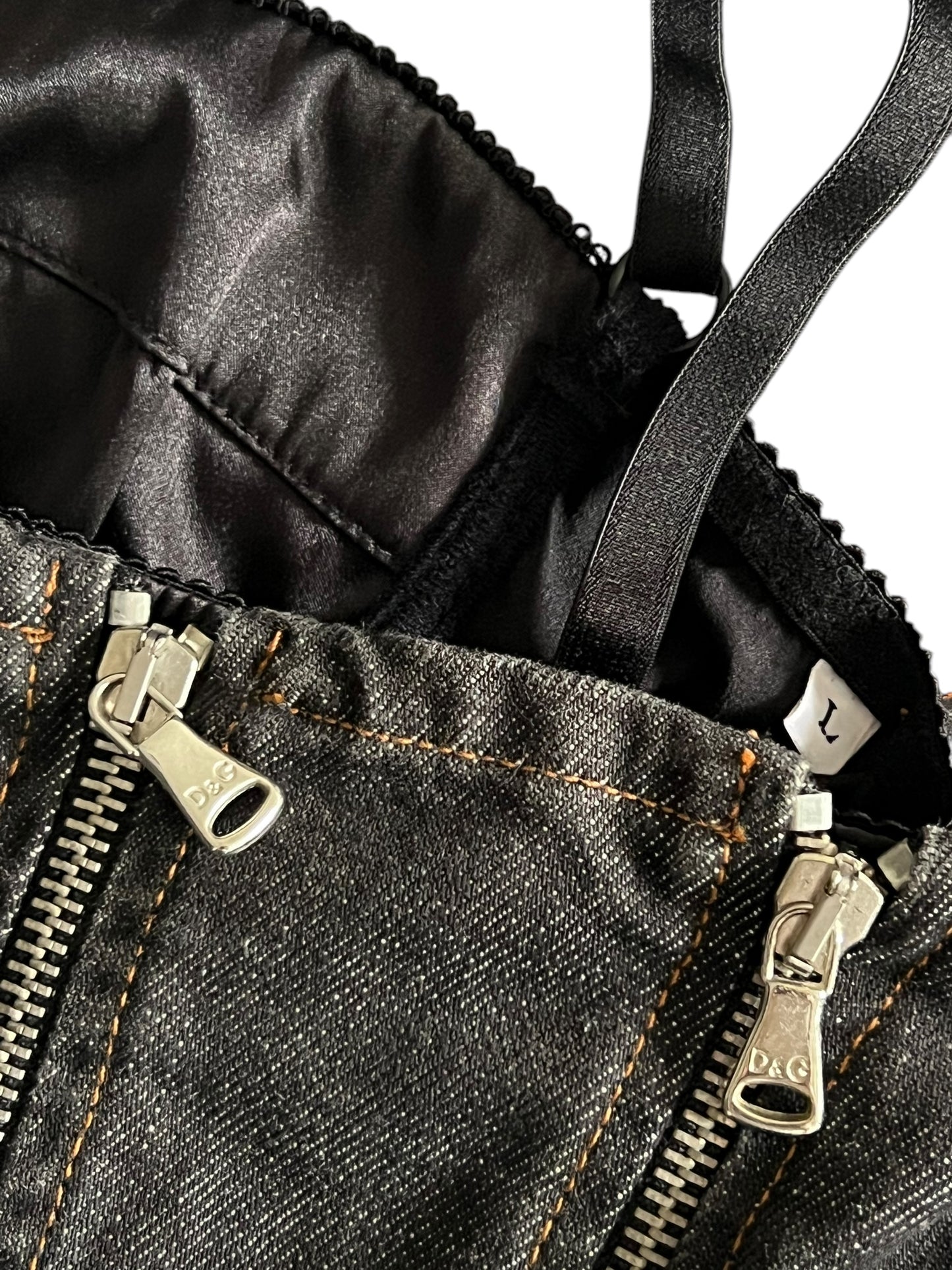 DOLCE & GABBANA 2000s Denim Corset Top with Zipper Details (L)
