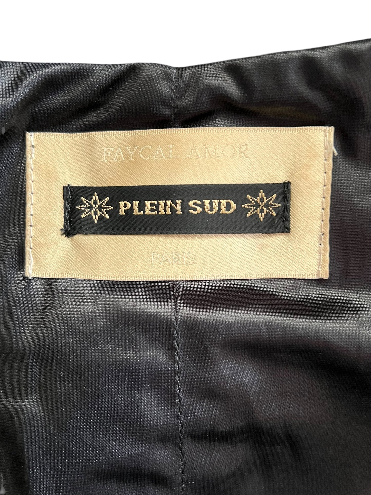 PLEIN SUD by Fayçal Amor 2000s Black Leather High-Neck Jacket (S-M)