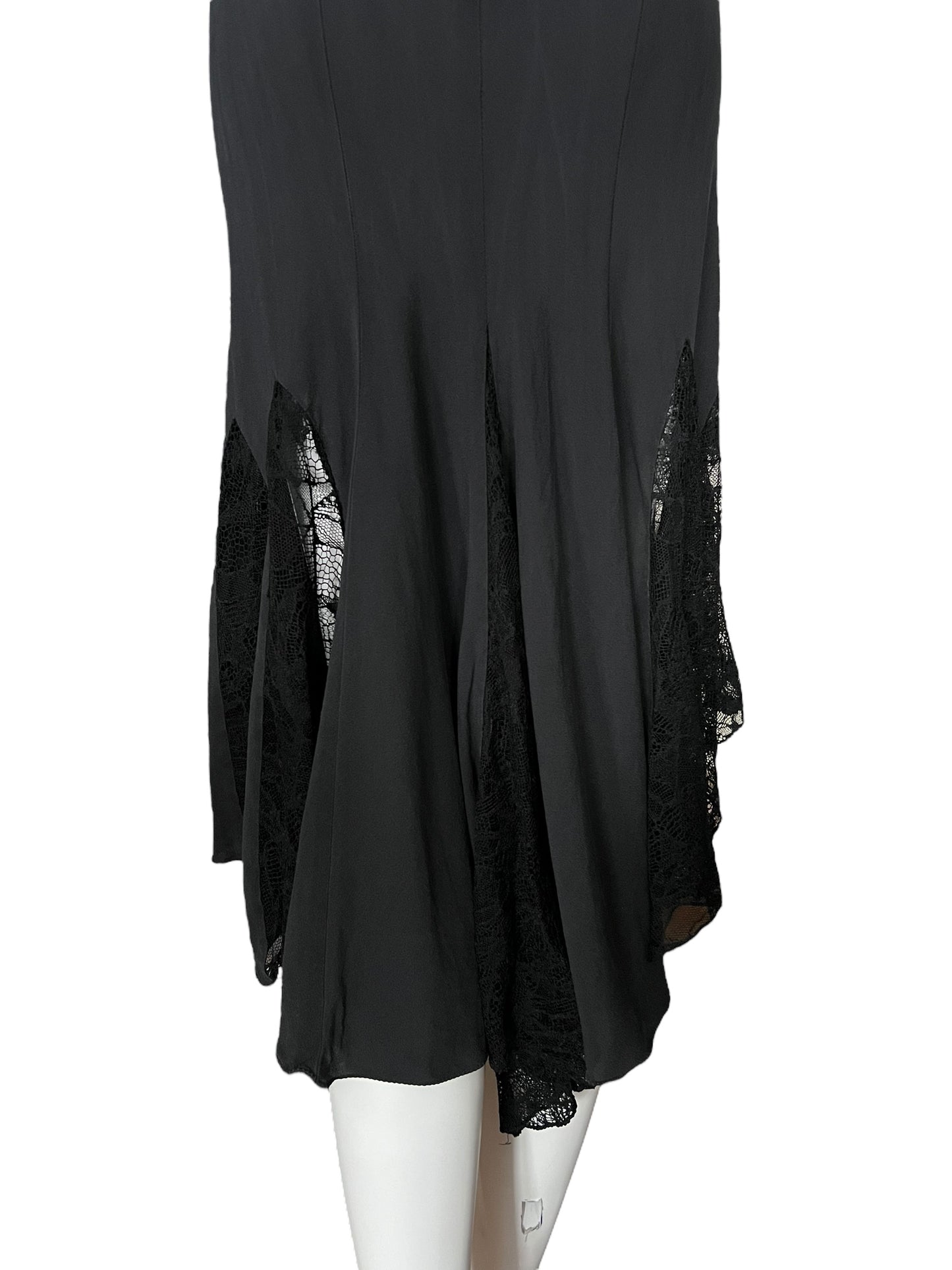 JULIEN MACDONALD Black Silk Corset Lace Detail Dress (L)