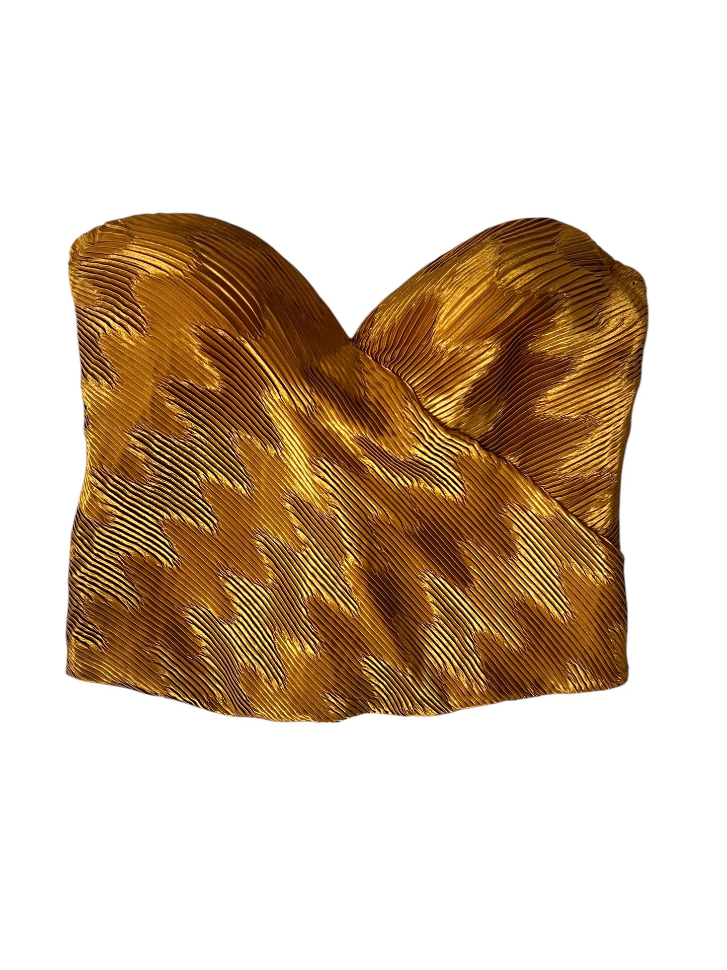 LA PERLA Golden Pleated Bustier Top (S-M)