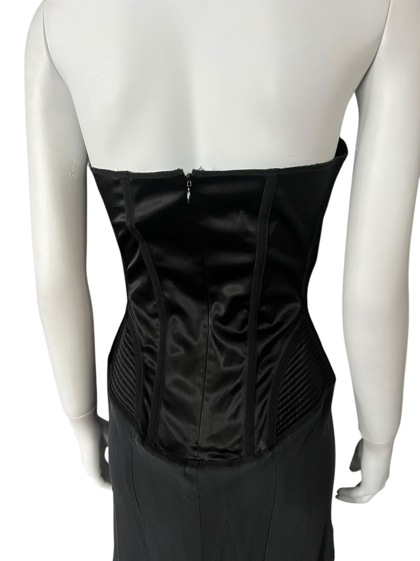 JULIEN MACDONALD Black Silk Corset Lace Detail Dress (L)