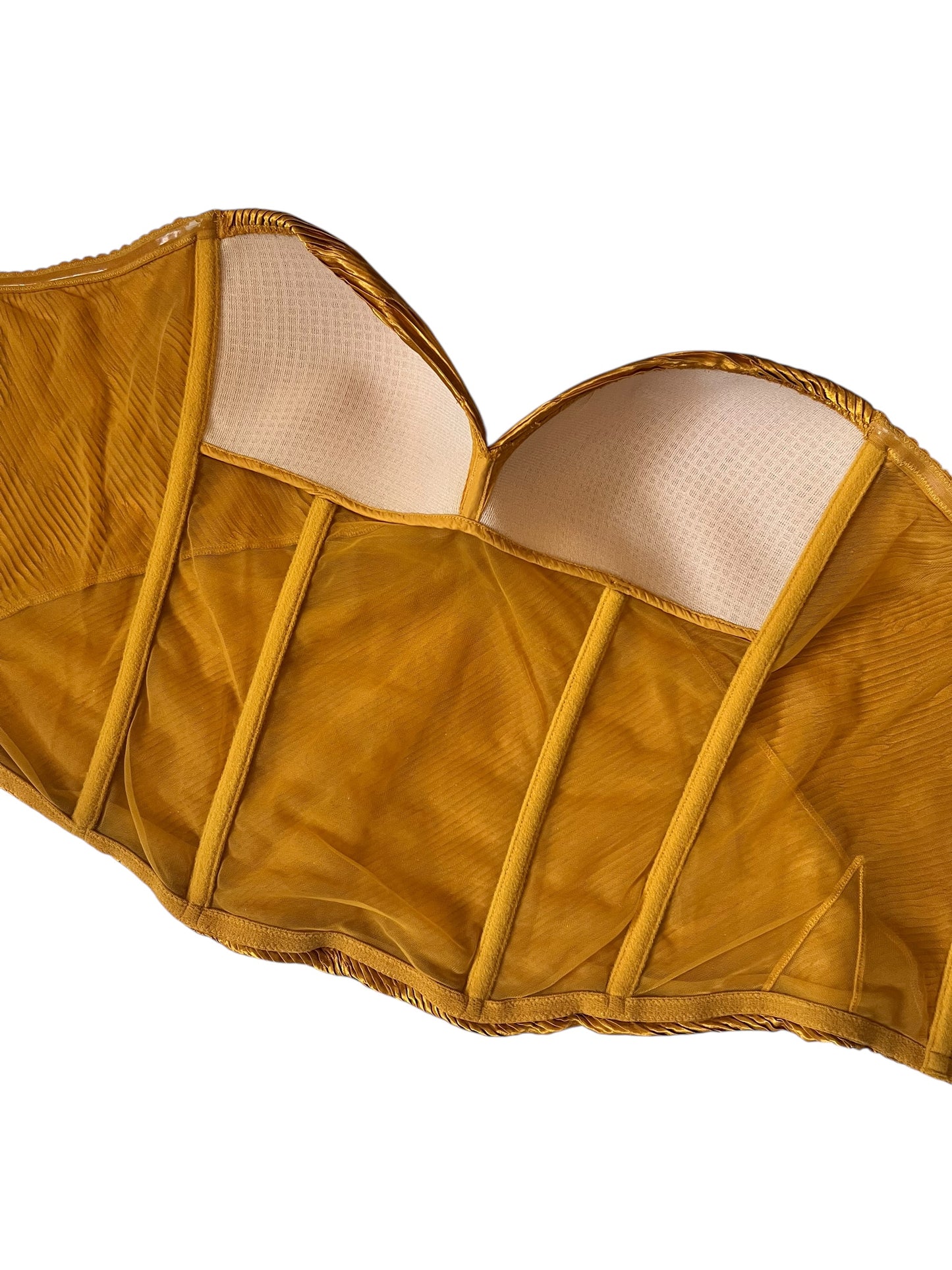 LA PERLA Golden Pleated Bustier Top (S-M)