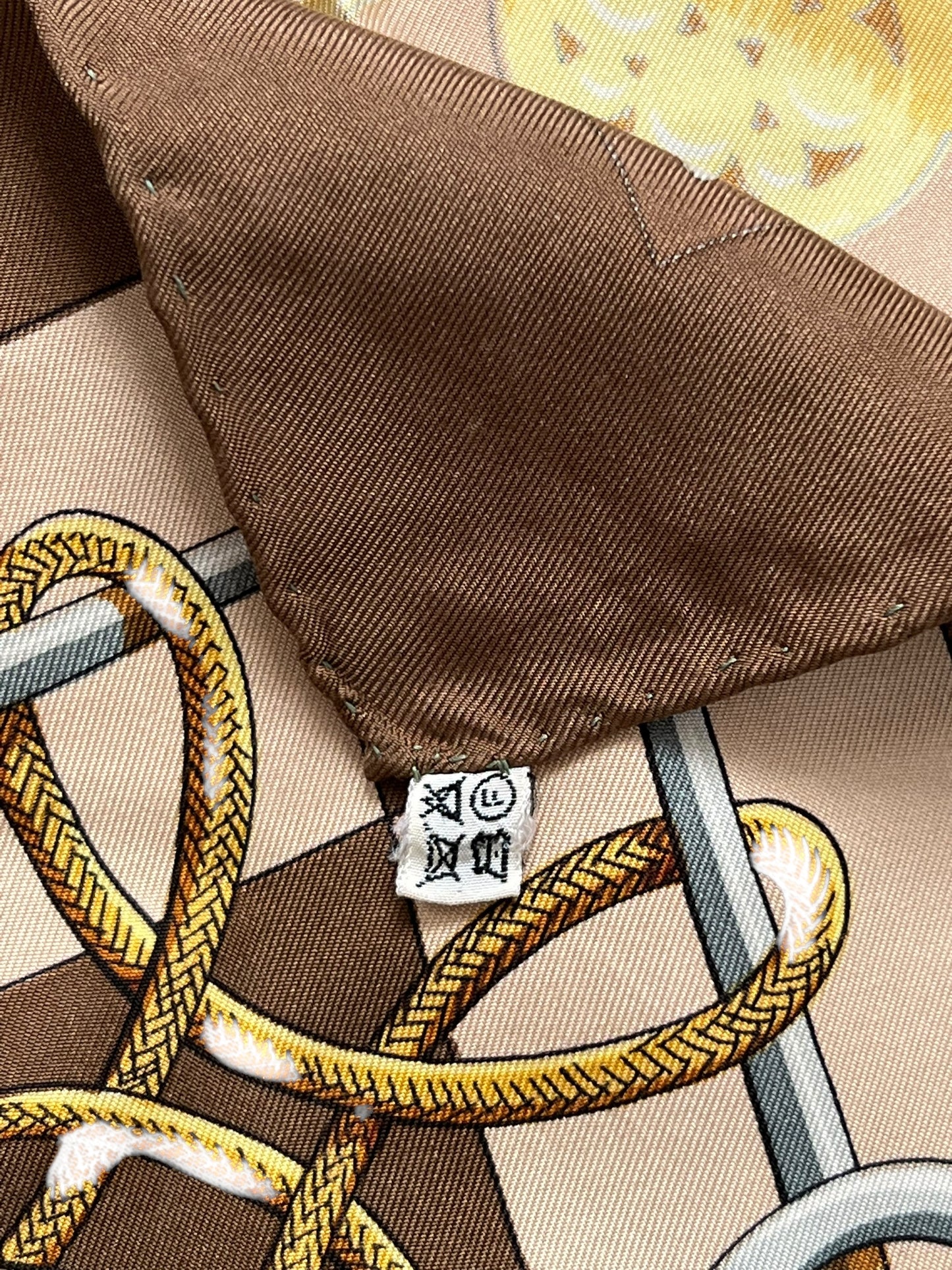 HERMES Scarf 90cm "Cliquetis" designed by Julie Abadie in 1972.