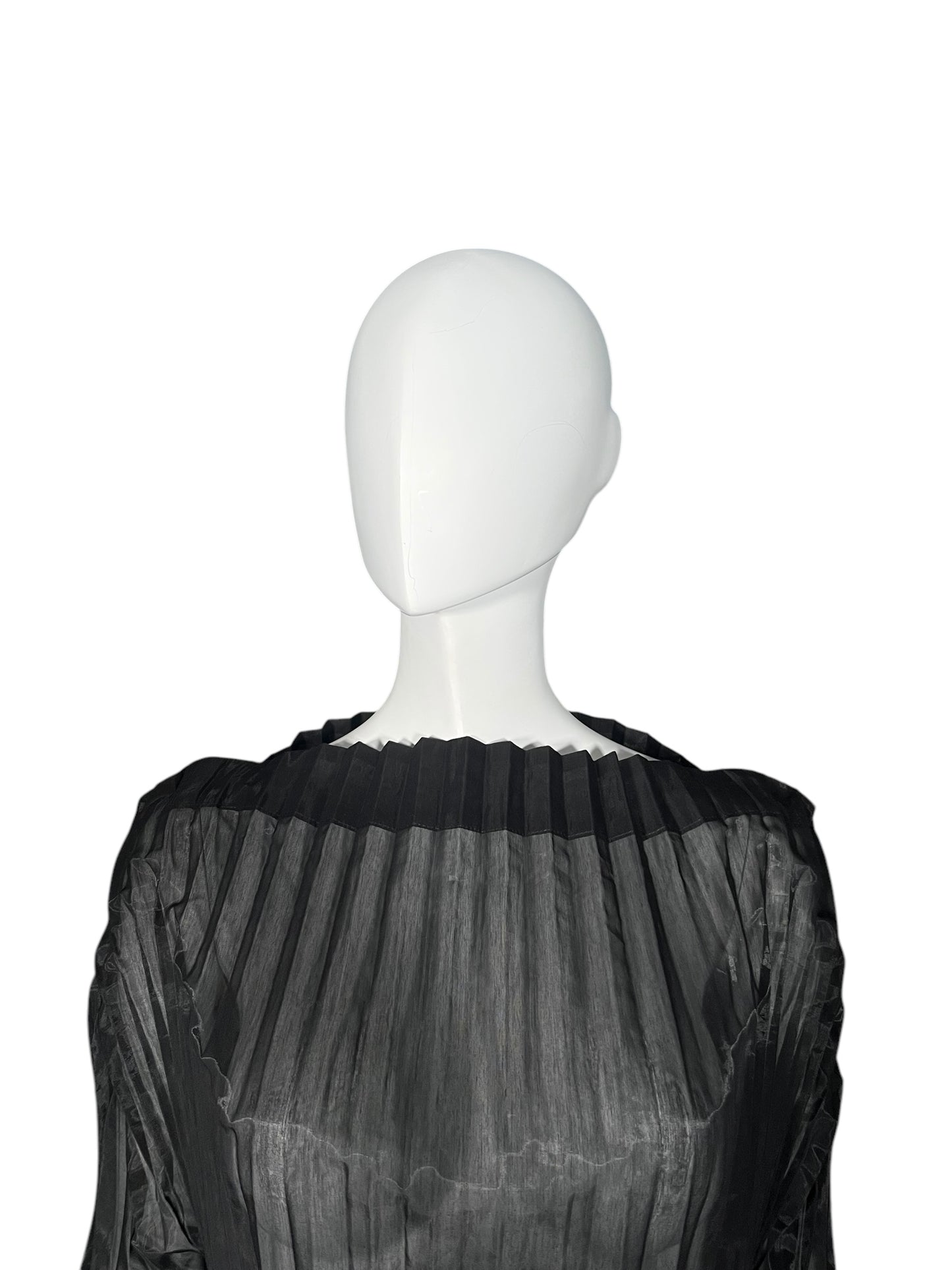 STELLA MCCARTNEY Sheer Pleated Midi Dress with Lace Hem (M-L)