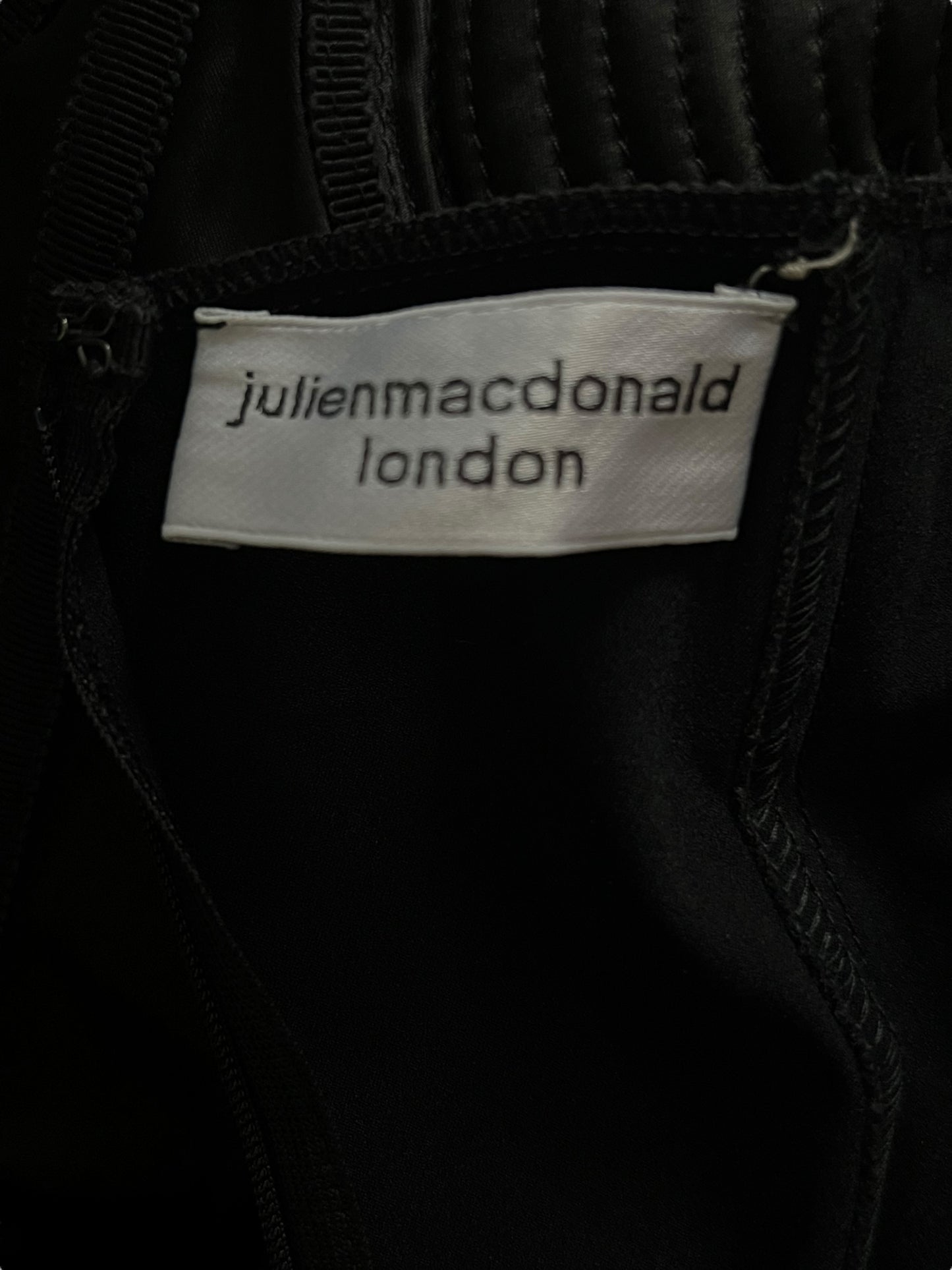JULIEN MACDONALD Black Silk Corset Lace Detail Dress (L)
