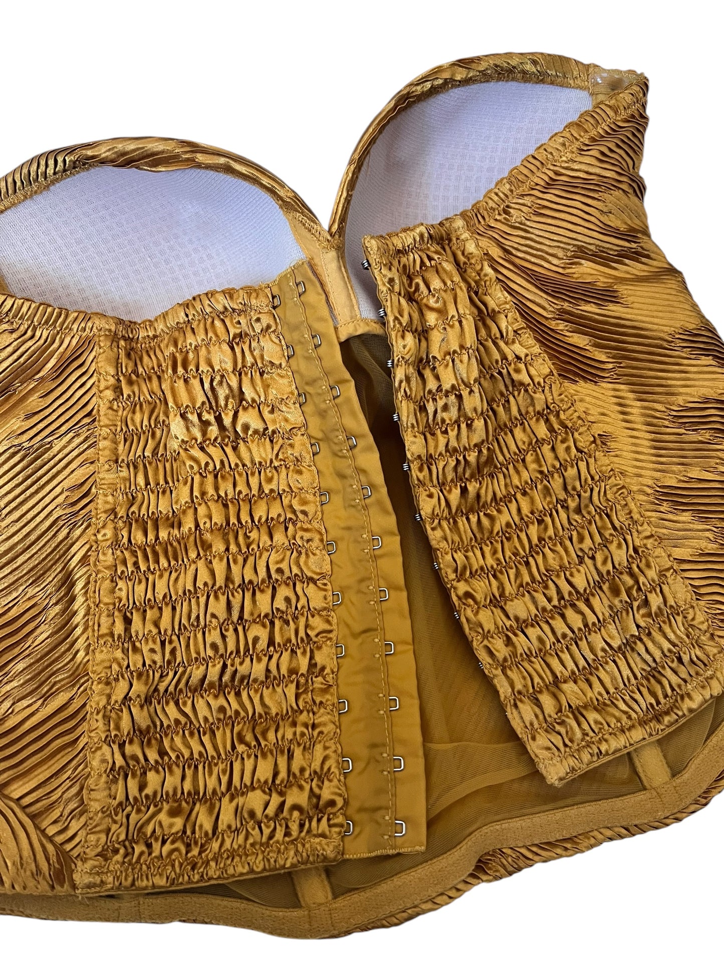 LA PERLA Golden Pleated Bustier Top (S-M)