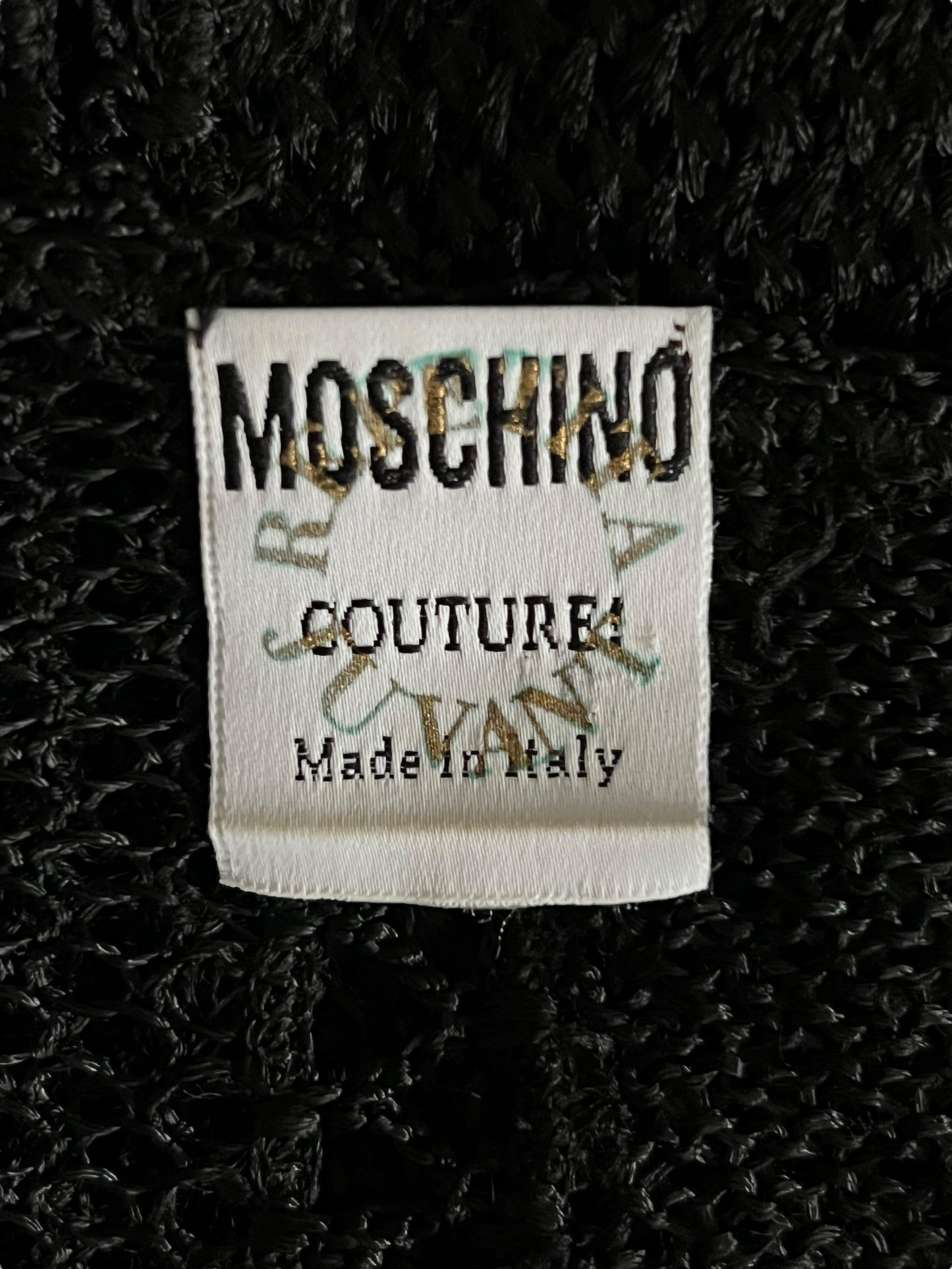 MOSCHINO S/S 1994 "Repetita Iuvant" Black Open-Knit Mesh Top (S-M)