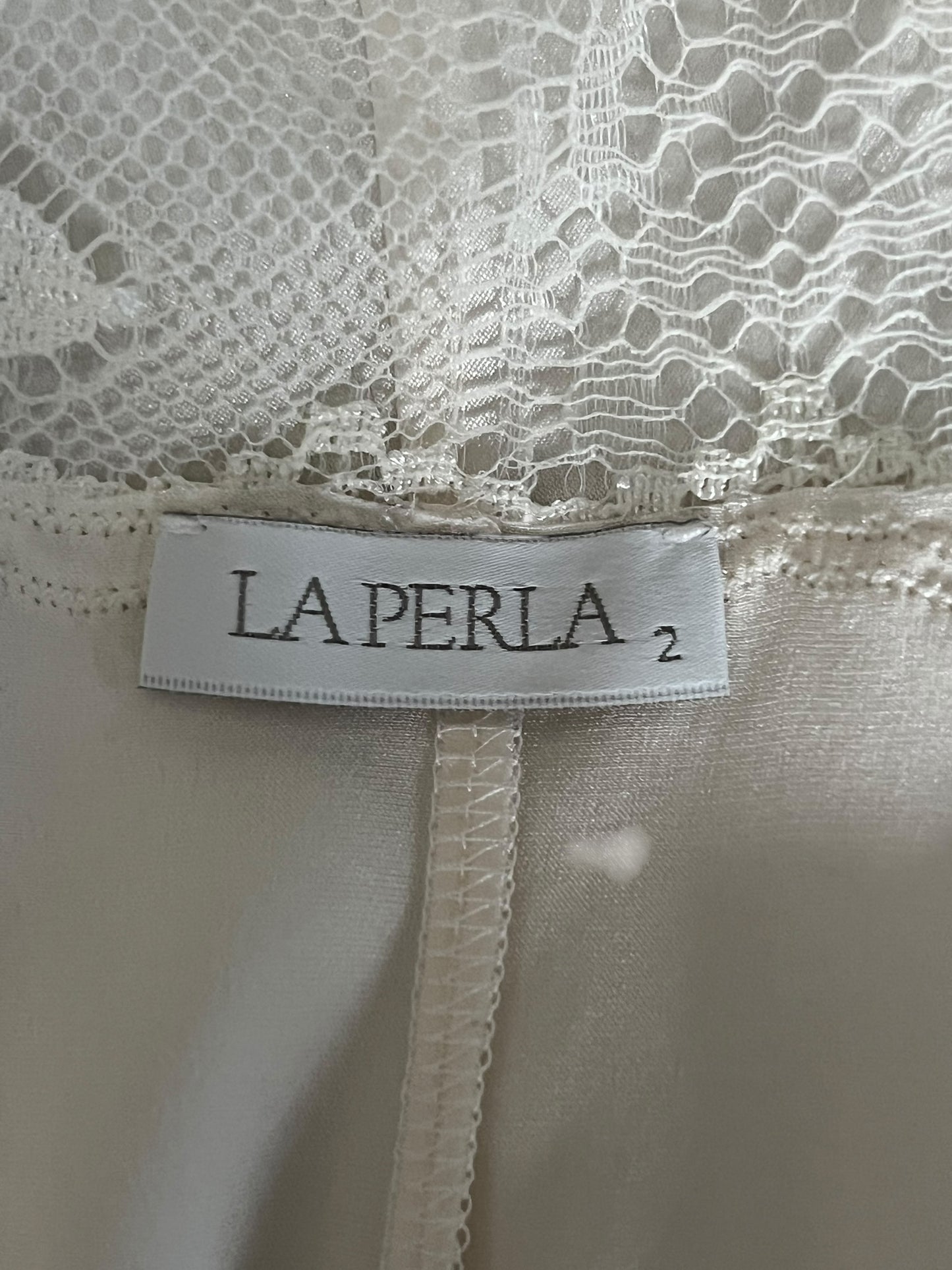LA PERLA Ivory Silk Nightgown with Lace Details (S)