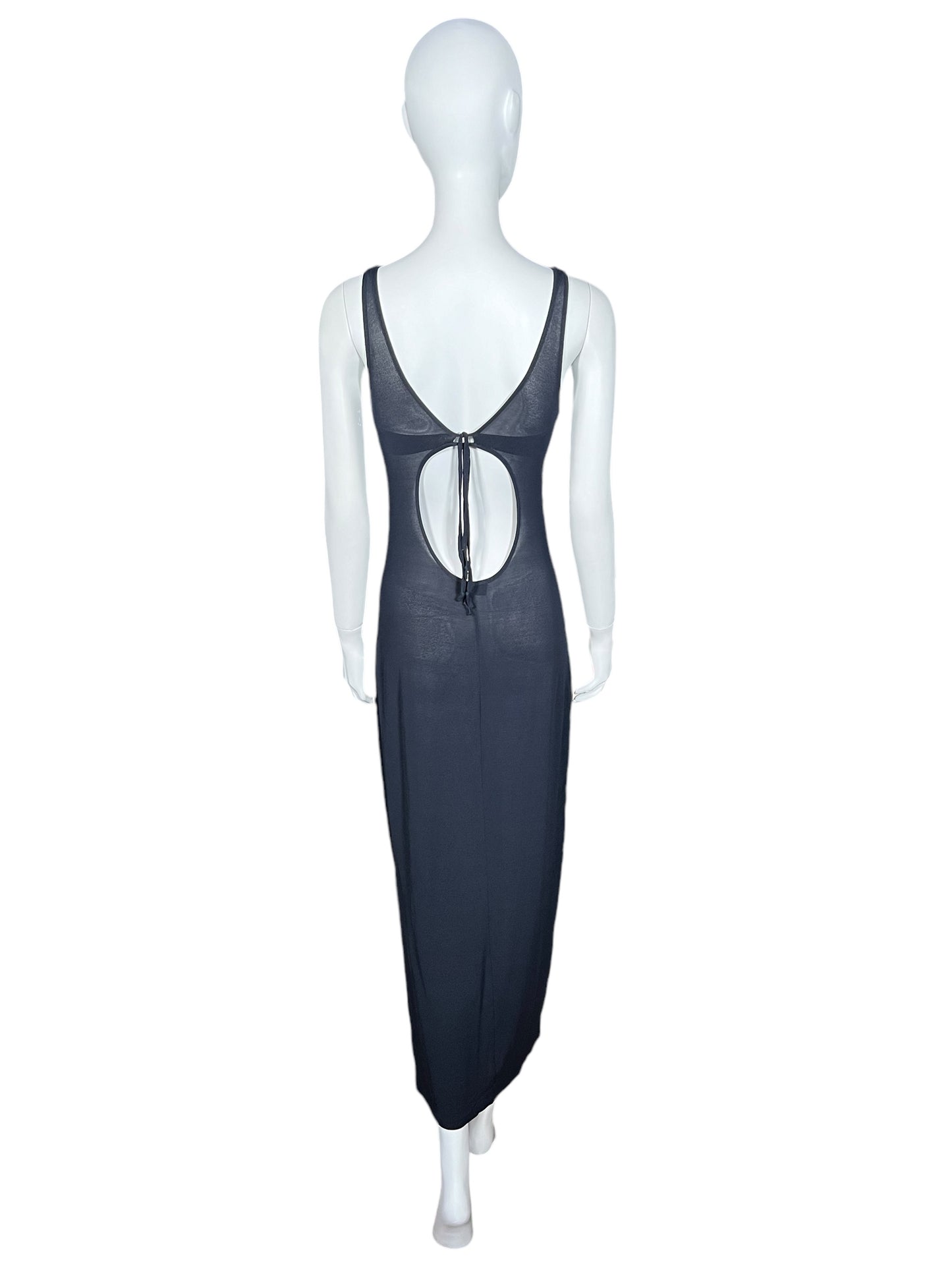 LA PERLA Navy Blue Sheer Maxi Dress (S-M)