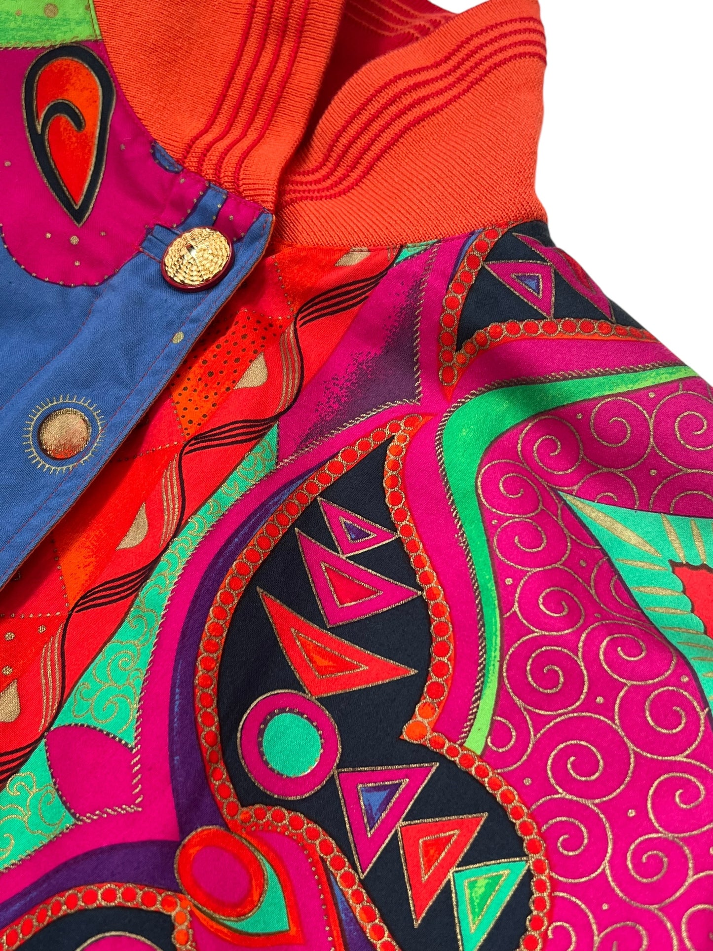 GIANNI VERSACE S/S 1991 Multicolour Cotton Bomber Jacket & Skirt Set (M)