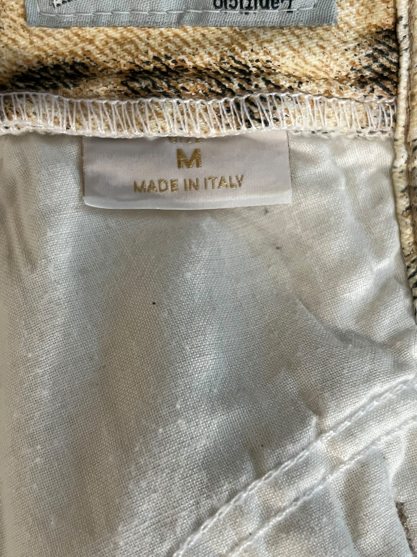 ROBERTO CAVALLI 2000s Ivory Leopard Print Straight-Leg Pants (M)