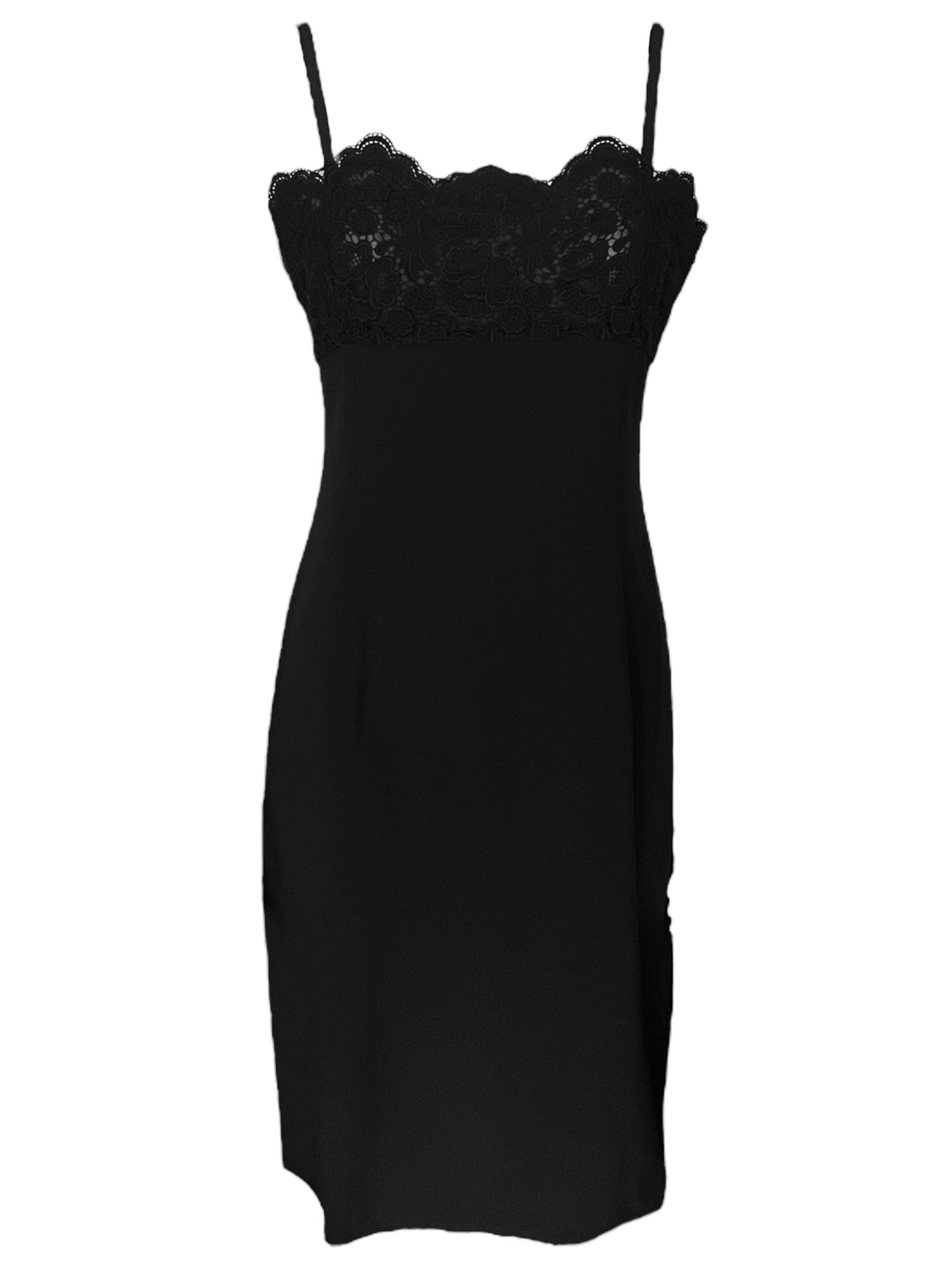 VALENTINO Black Lace-Trimmed Cocktail Dress (M)