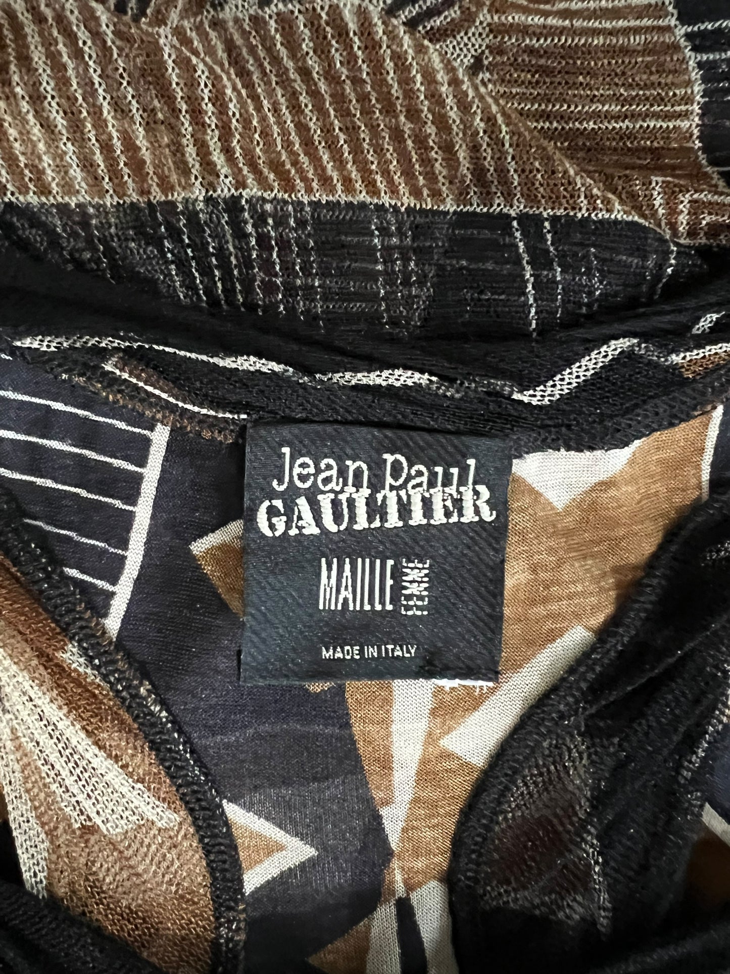 JEAN PAUL GAULTIER Arlequin Graphic Print Sheer Tank Top (M)