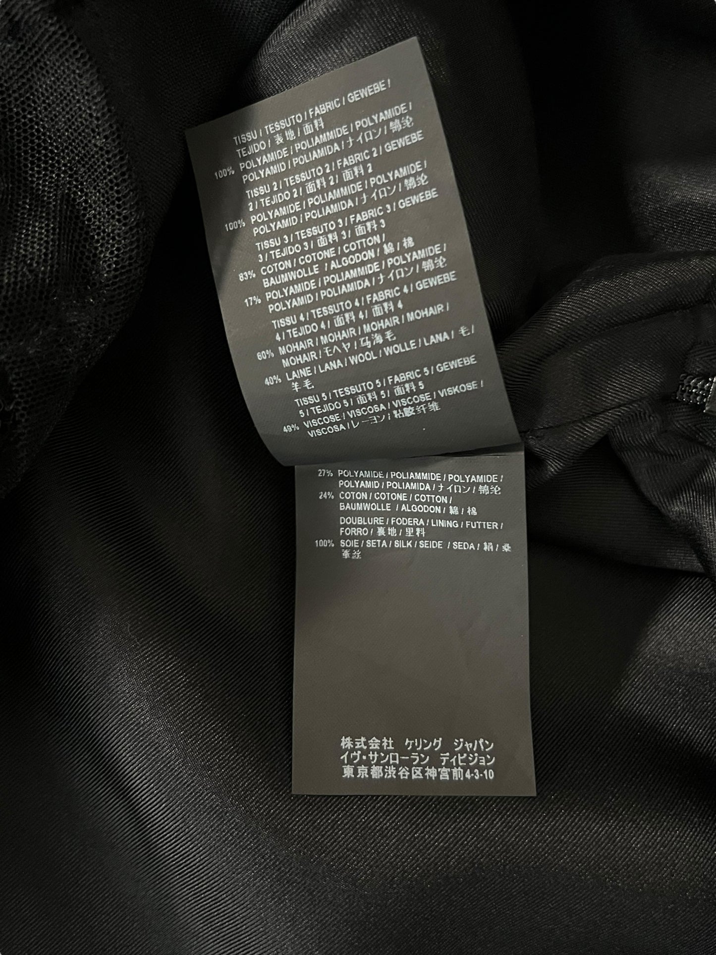 SAINT LAURENT S/S 2017 One-Shoulder Lace Detail Black Mini Dress (M)