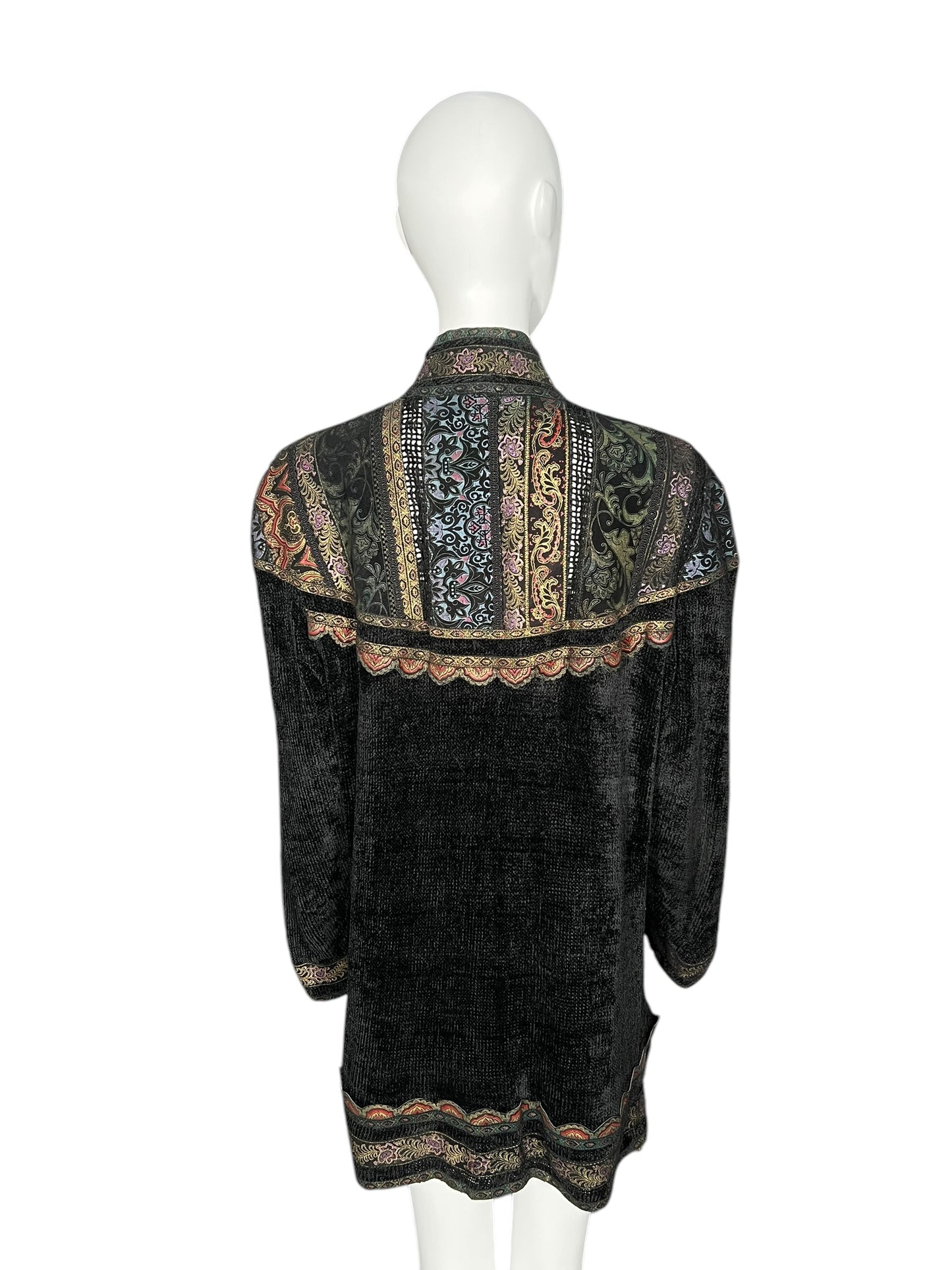 ROBERTO CAVALLI 1980s Chenille and Painted Leather Duster (L-XL)