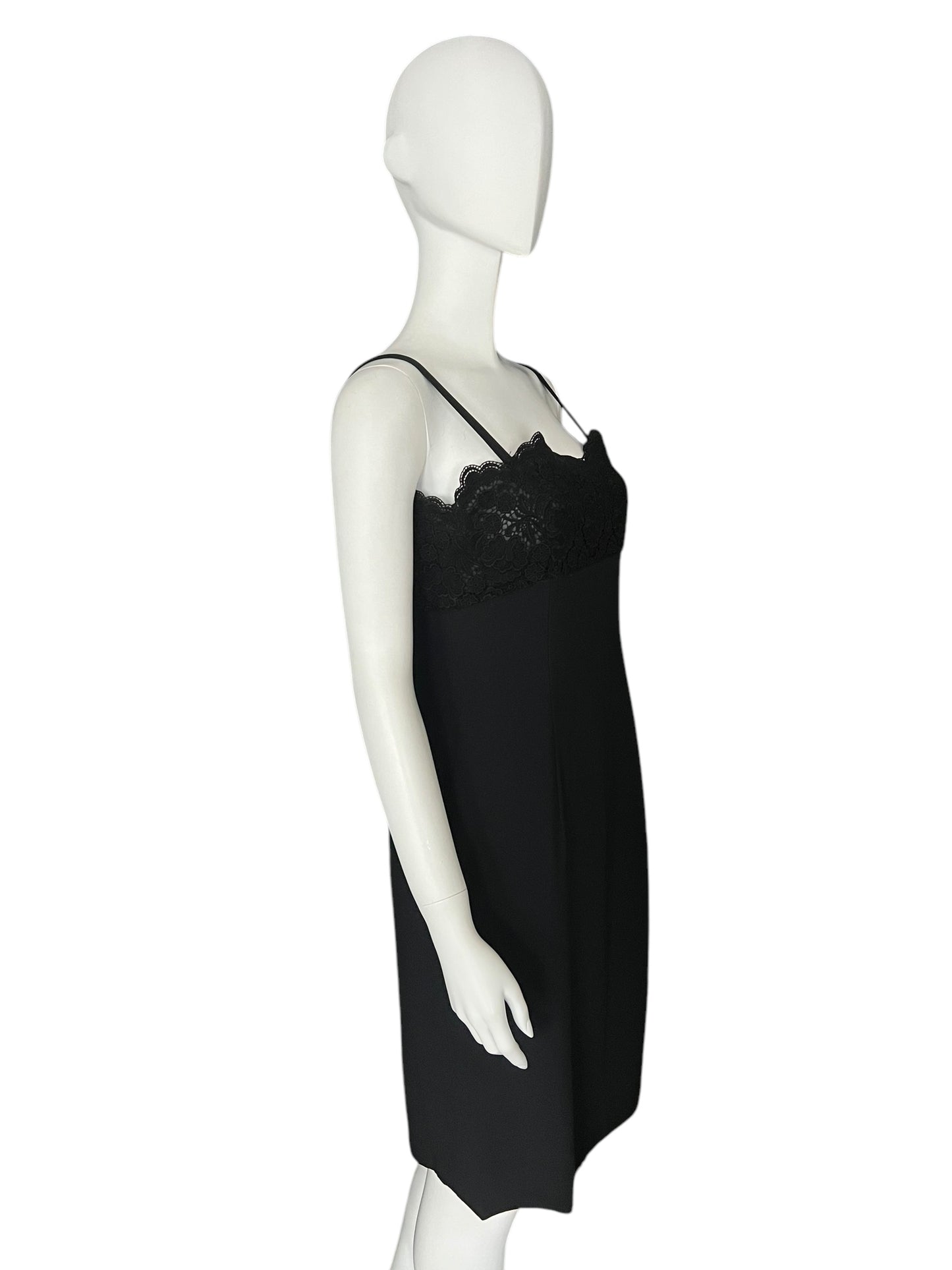VALENTINO Black Lace-Trimmed Cocktail Dress (M)