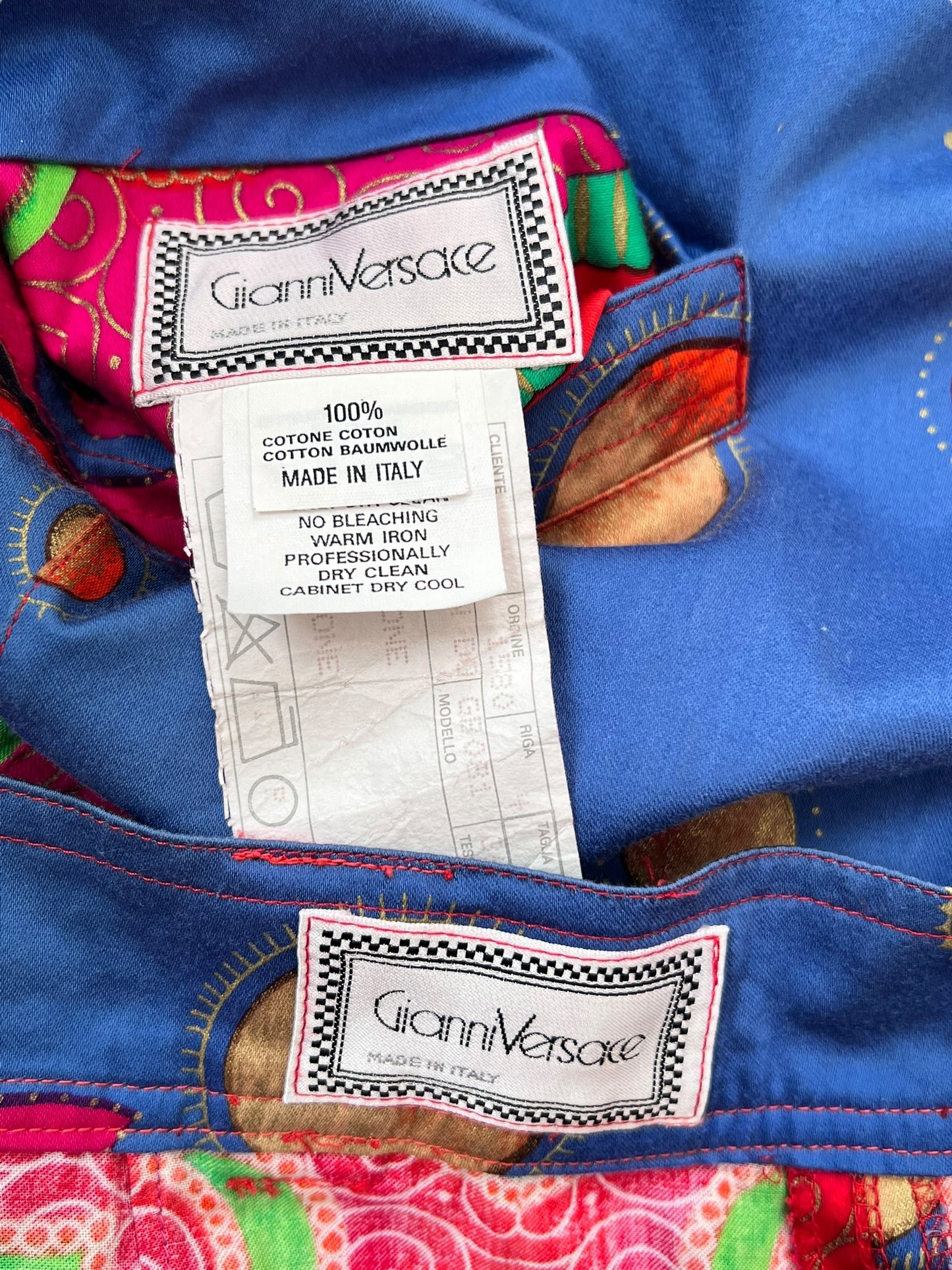 GIANNI VERSACE S/S 1991 Multicolour Cotton Bomber Jacket & Skirt Set (M)