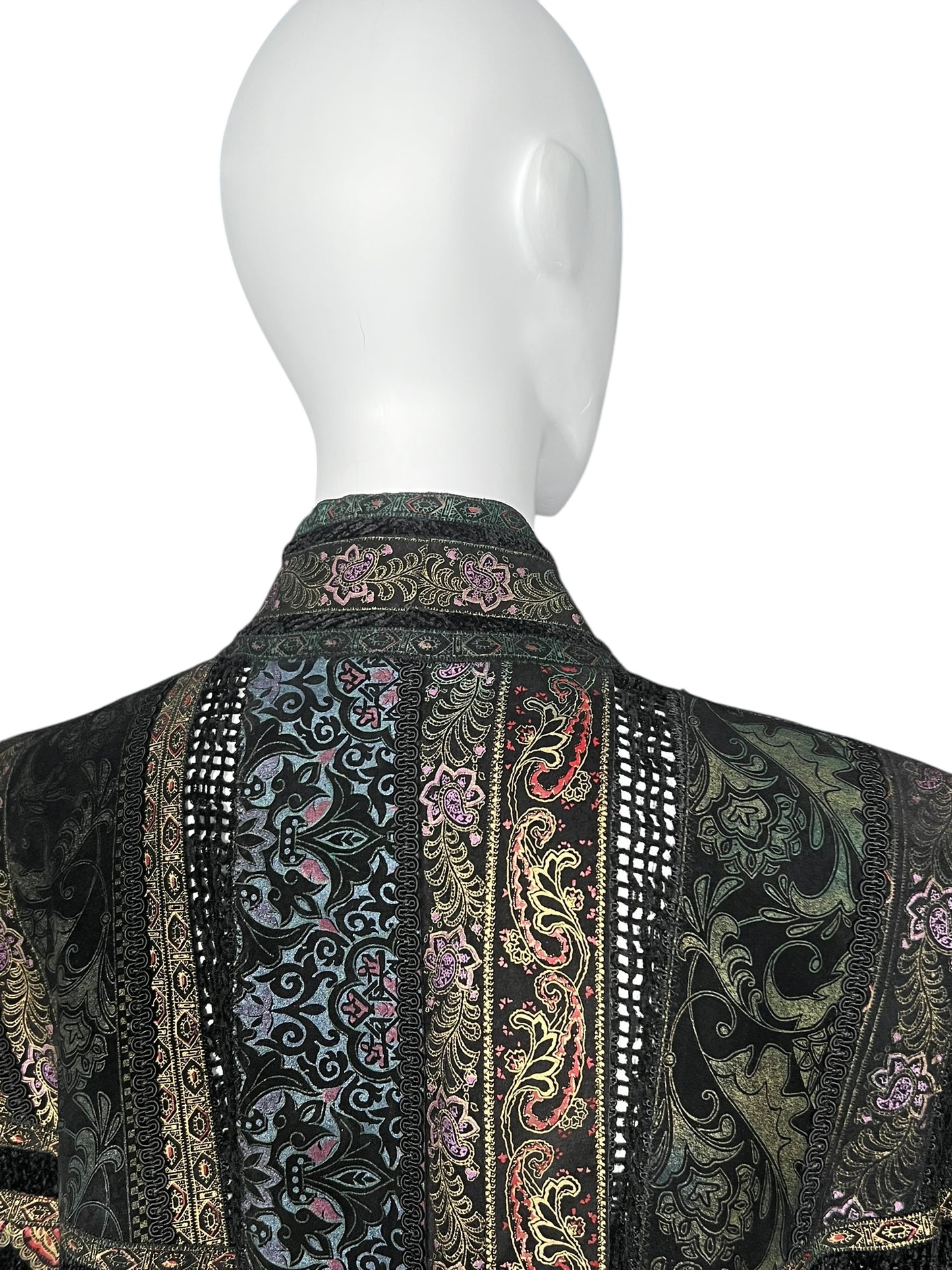 ROBERTO CAVALLI 1980s Chenille and Painted Leather Duster (L-XL)