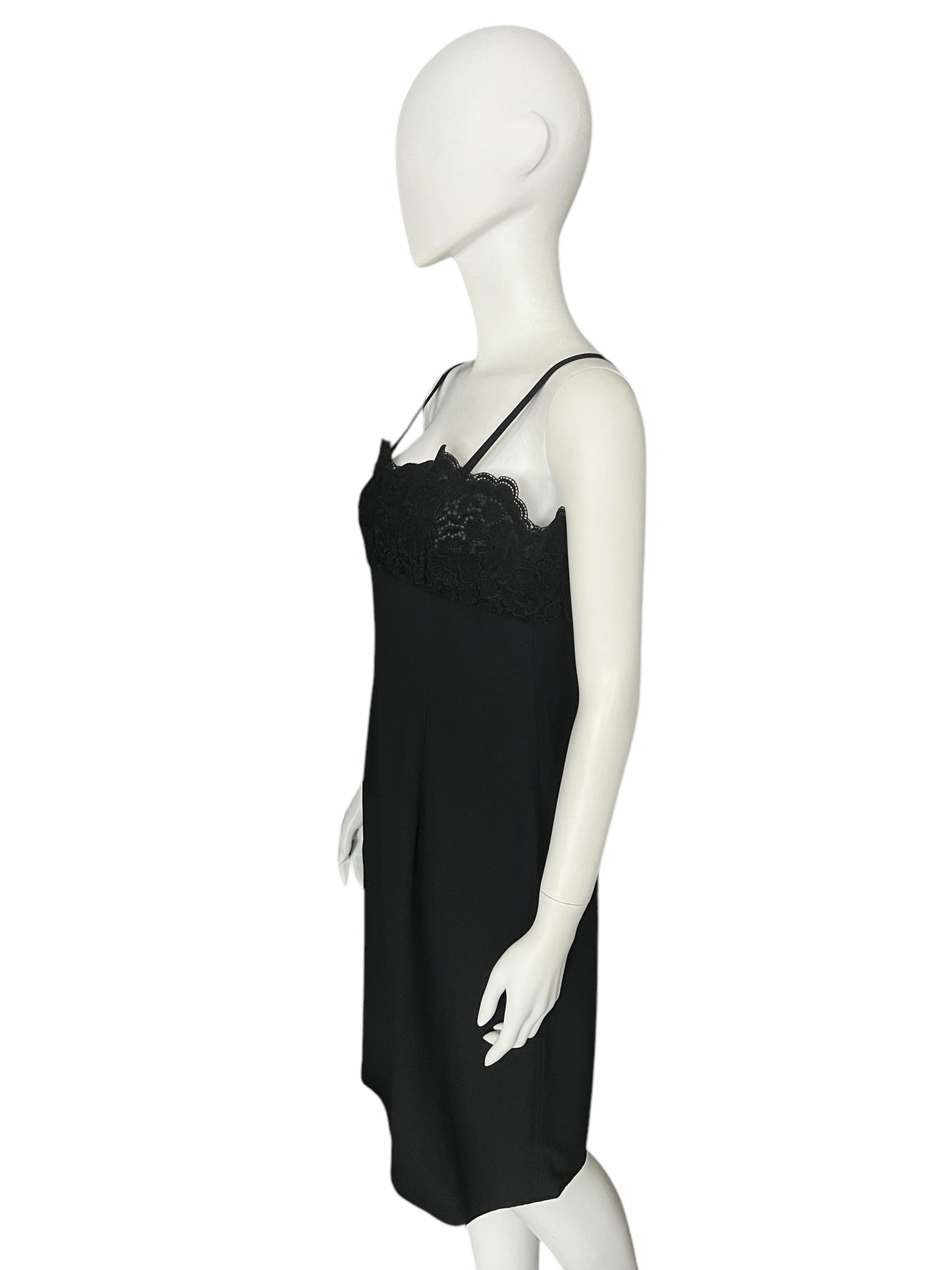 VALENTINO Black Lace-Trimmed Cocktail Dress (M)