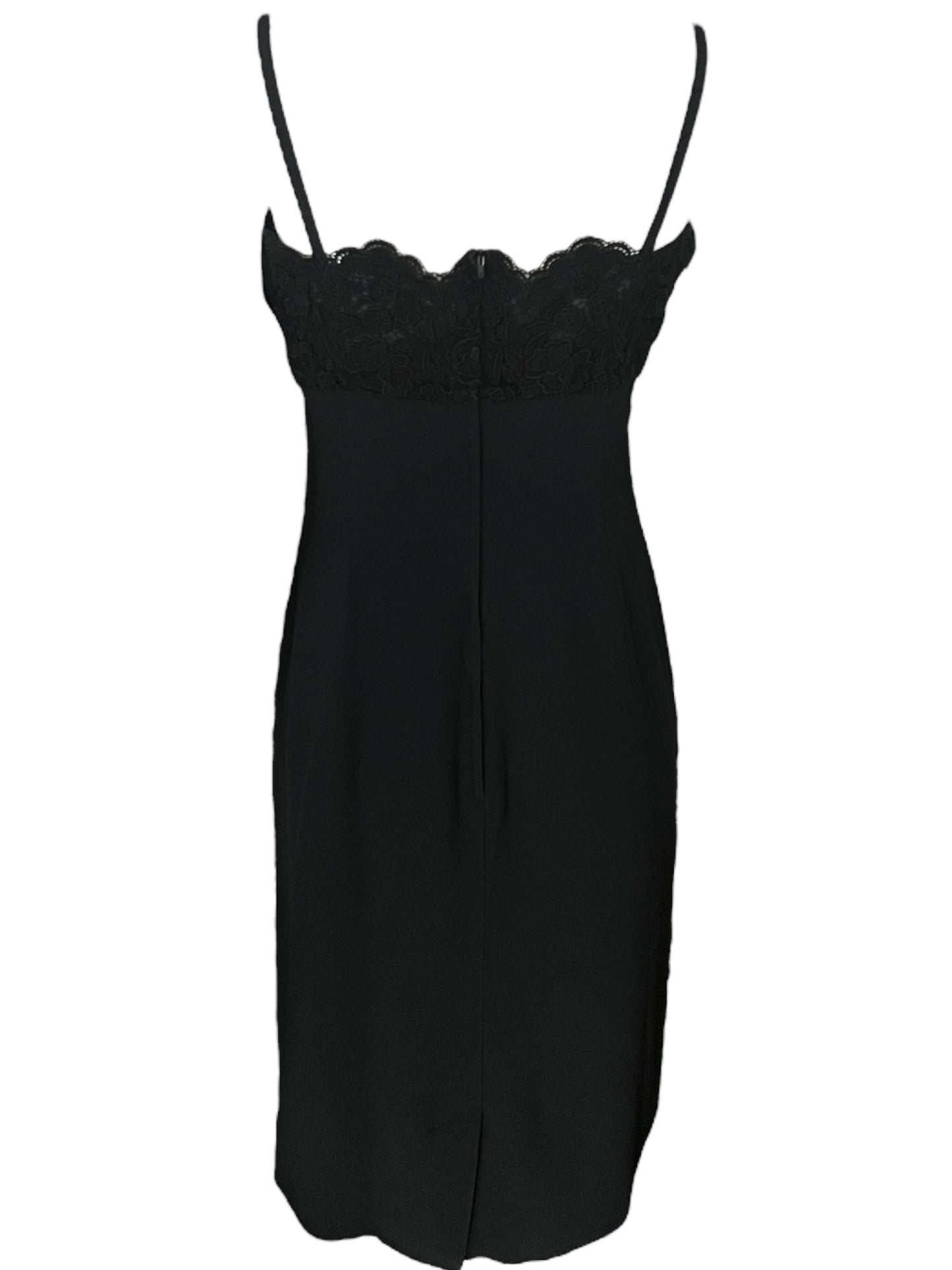VALENTINO Black Lace-Trimmed Cocktail Dress (M)