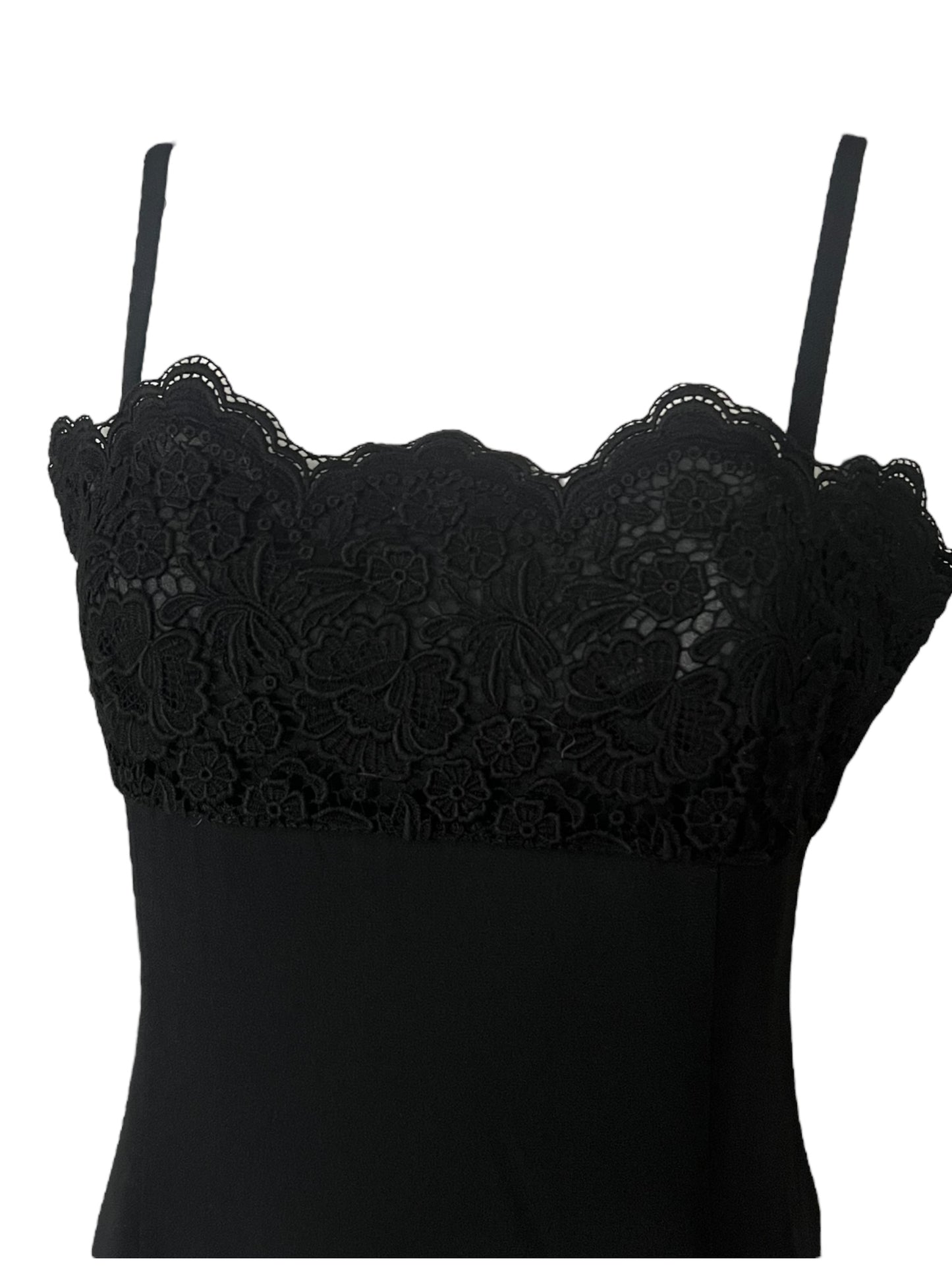 VALENTINO Black Lace-Trimmed Cocktail Dress (M)
