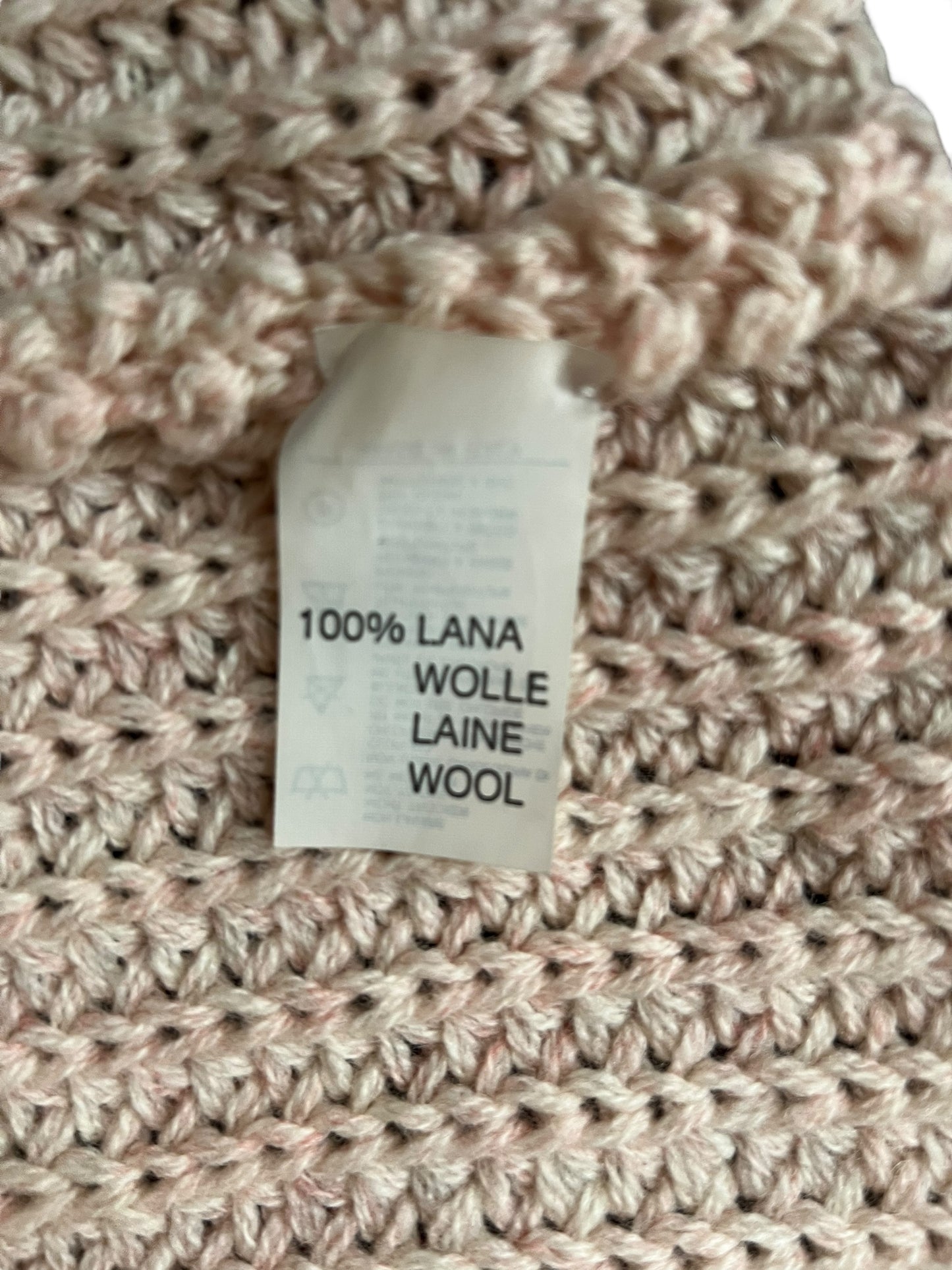 ANNA MOLINARI Blush Pink Wool Knit Cardigan with Faux Fur Trim (S-M)