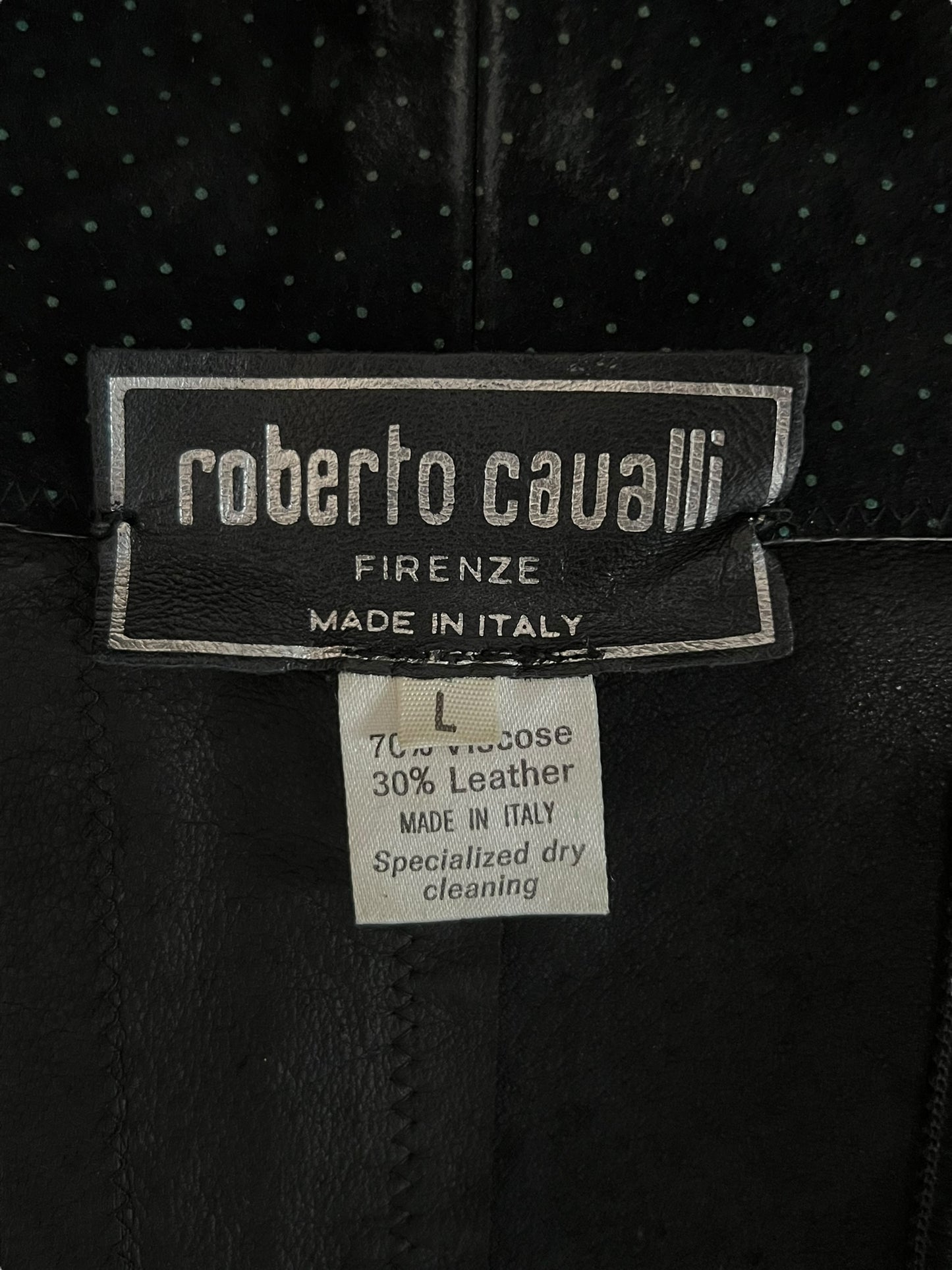 ROBERTO CAVALLI 1980s Chenille and Painted Leather Duster (L-XL)