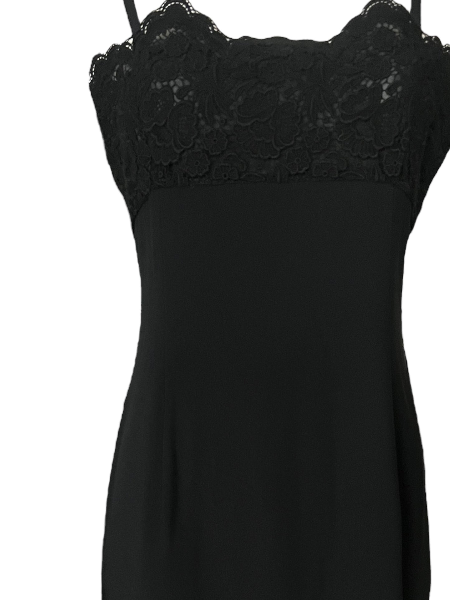 VALENTINO Black Lace-Trimmed Cocktail Dress (M)