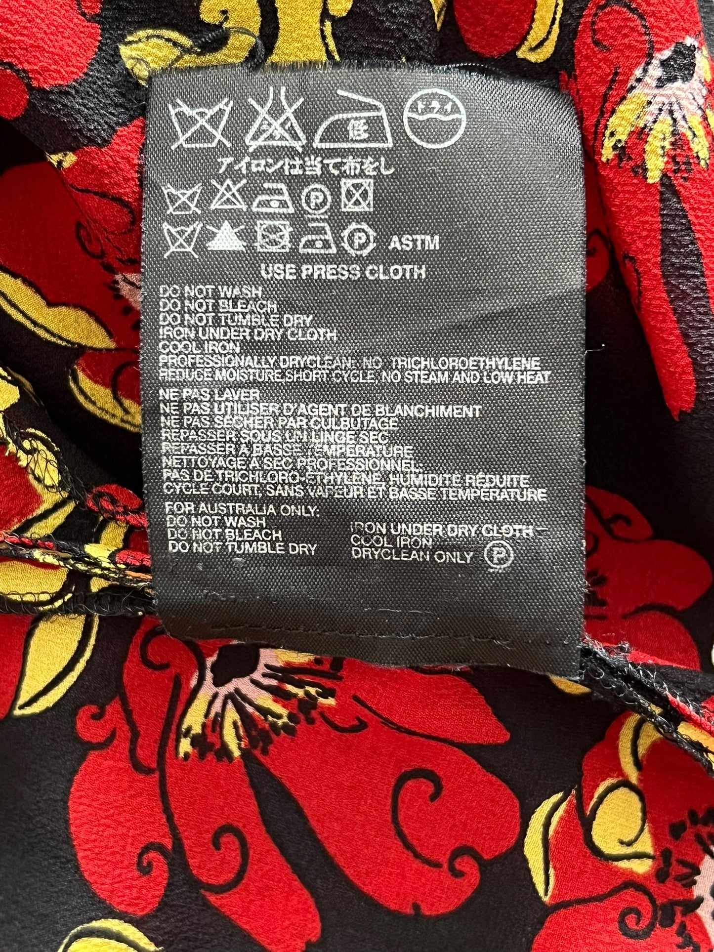 PRADA 2000s Red and Yellow Floral Silk Dress (XS-S)