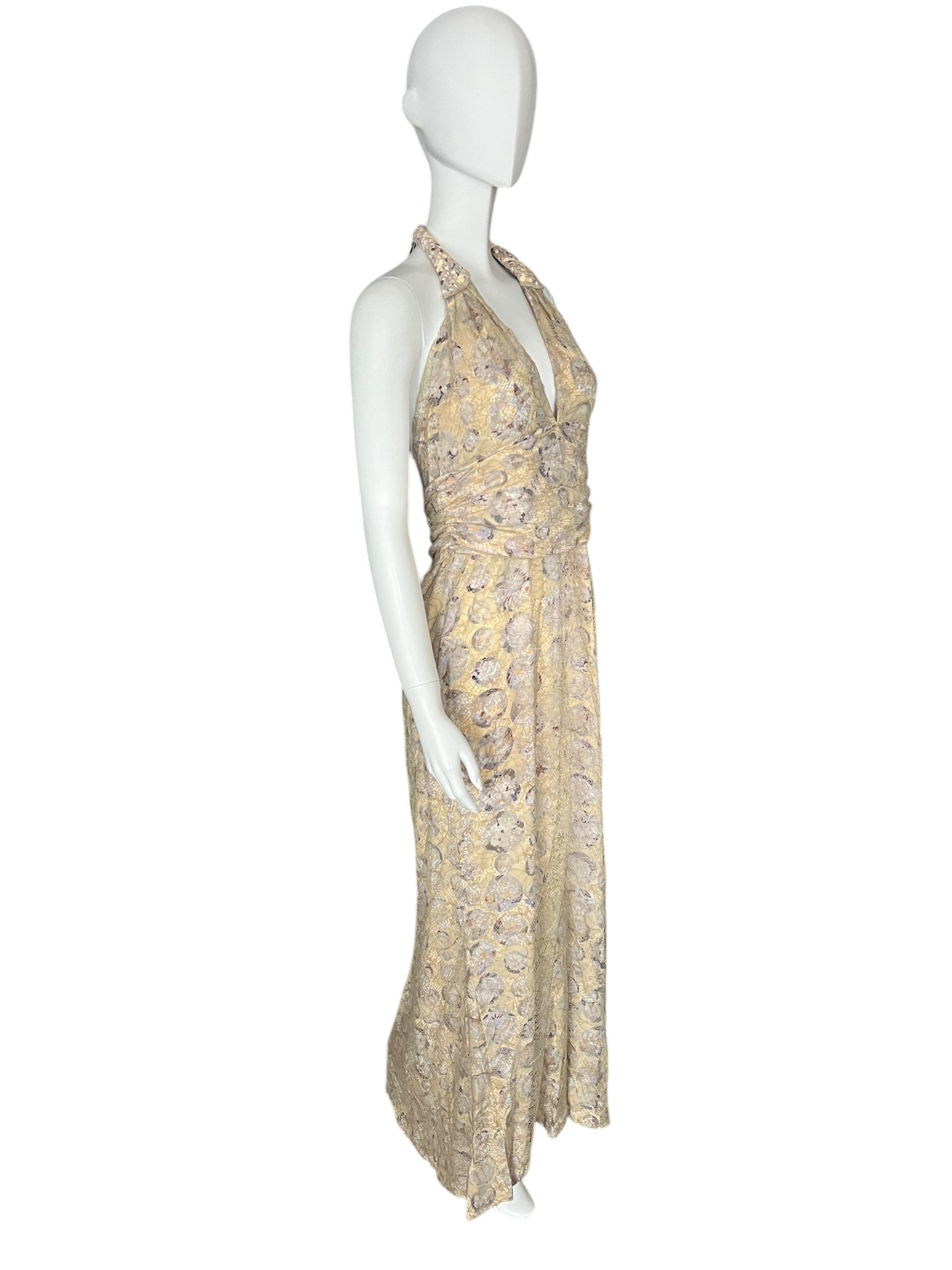 FENDI Vintage Halterneck Lace Maxi Dress (L)